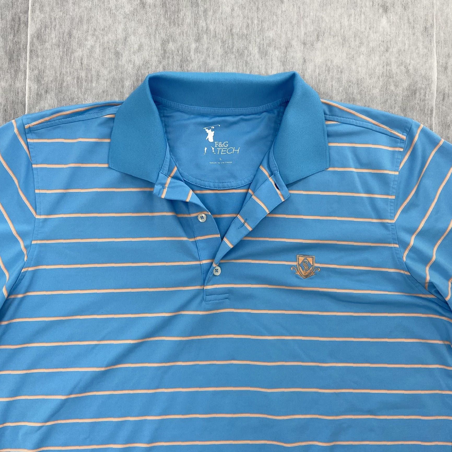 Vintage F&G Tech Polo Shirt Adult Large Blue Golf Lightweight Stretch Striped Logo Mens L Size US L / EU 52-54 / 3 - 3 Thumbnail