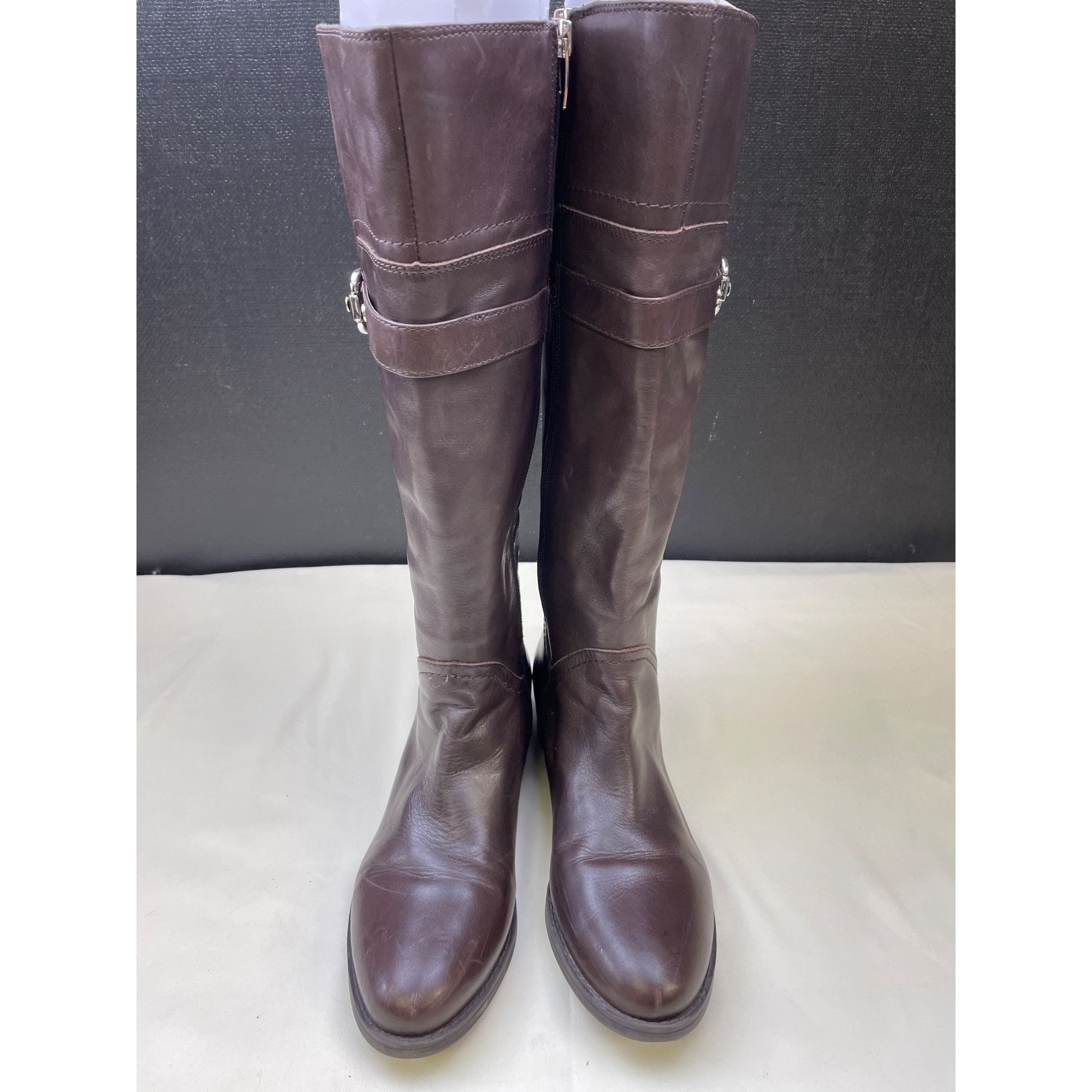 Marc Fisher Mark Fisher Women's Brown Leather Riding Boots/Shoes Size 7. Size US 7.5 / IT 37.5 - 1 Thumbnail