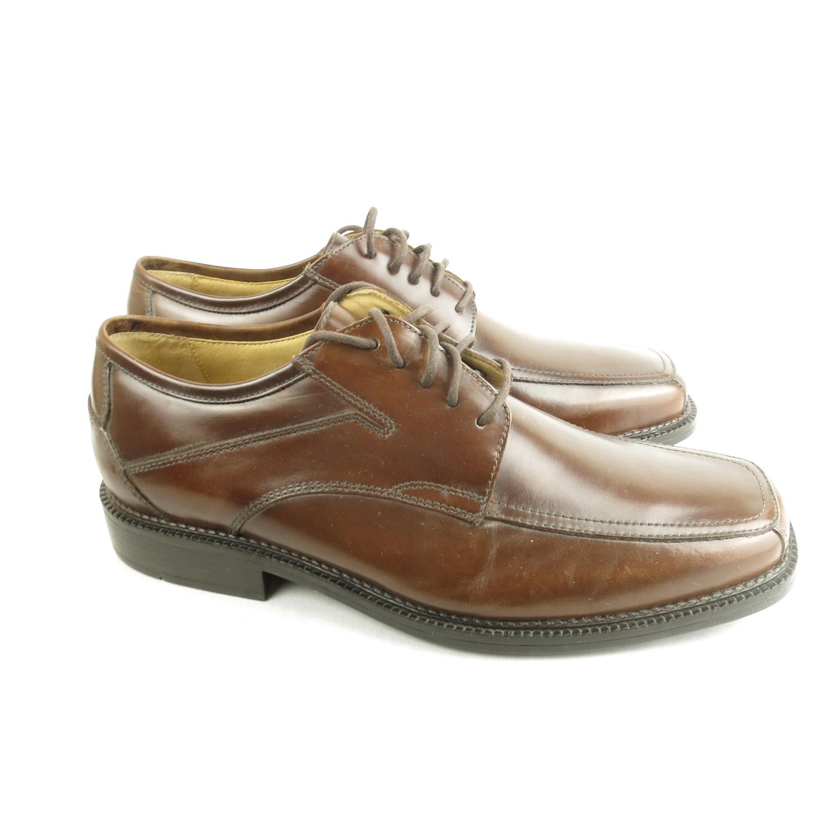 Designer Bass "Flex" Brown Leather Square Toe Dress Oxford Mens 9.5M Size US 9.5 / EU 42-43 - 3 Thumbnail