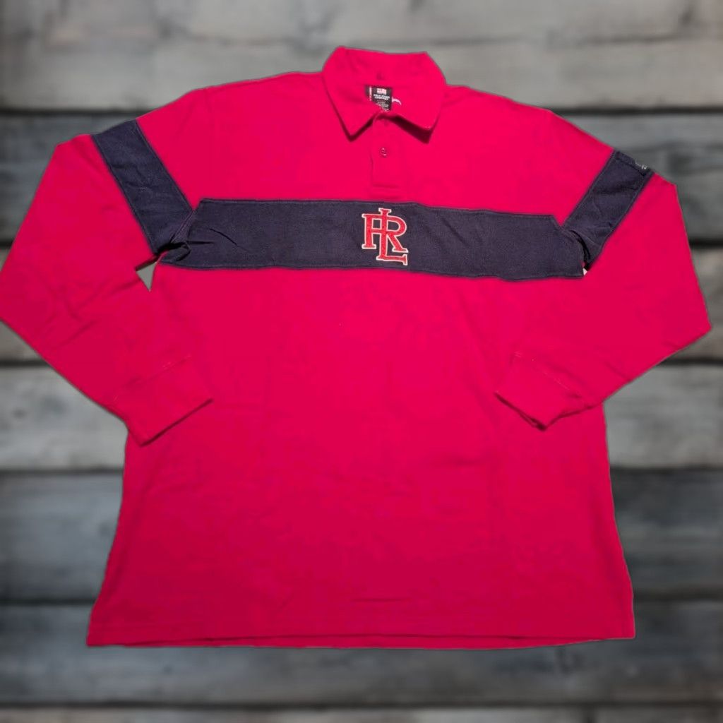 Ralph Lauren VINTAGE 90s Ralph Lauren Polo Jeans Co Rugby Shirt Long Sleeve Red M USA Made Mens Polo Shirt Size US M / EU 48-50 / 2 - 1 Thumbnail