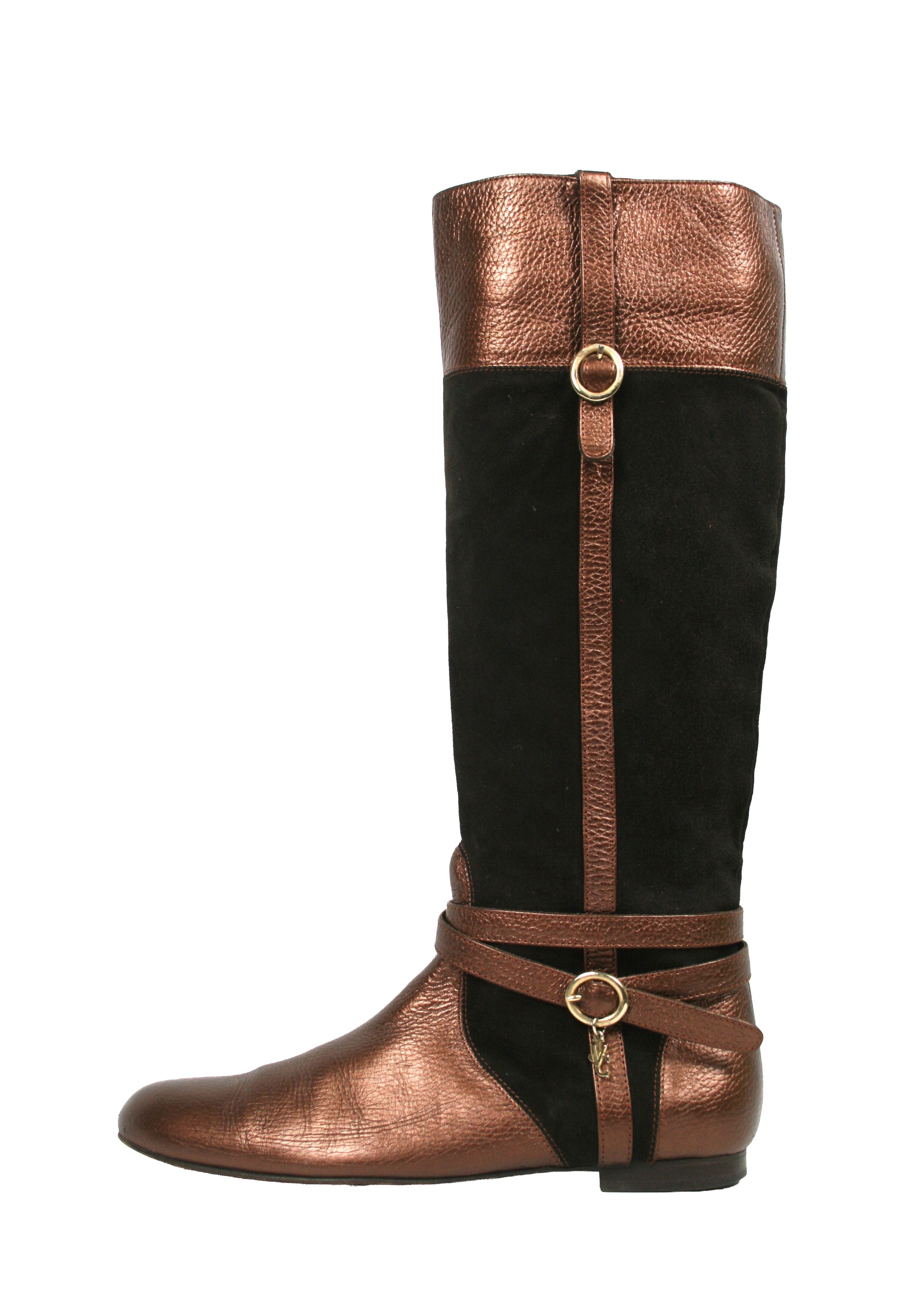 Versace 00S VJC Logo Leather Suede Riding Boots Vintage Size US 10 / IT 40 - 1 Thumbnail