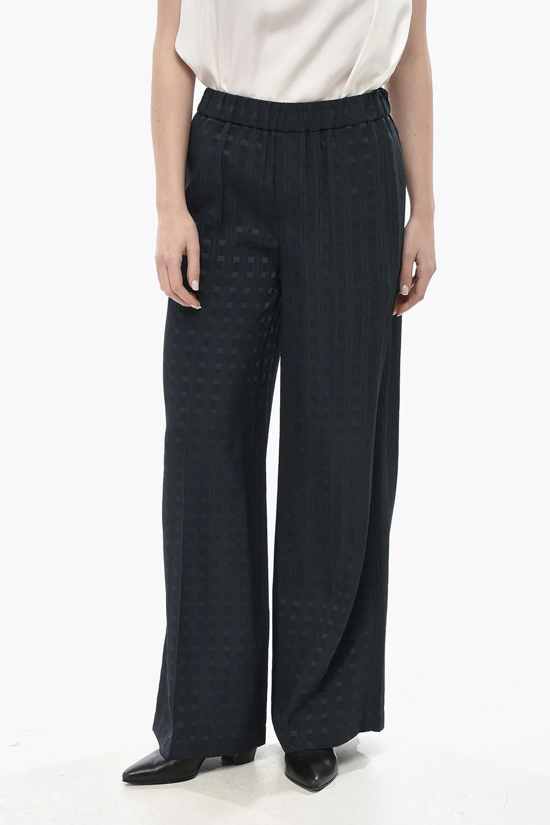 Kenzo og1mm0426 Jacquard Palazzo Pant in Blue Size 27" / US 4 / IT 40 - 1 Thumbnail