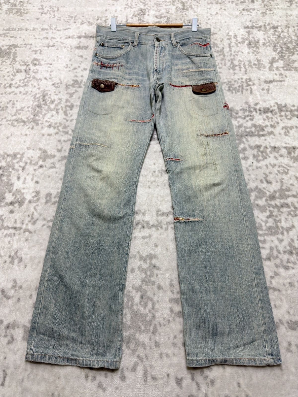 Vintage Gumu International Phoenix Embroidery Denim Y2K Straight Fit Size US 32 / EU 48 - 2 Thumbnail
