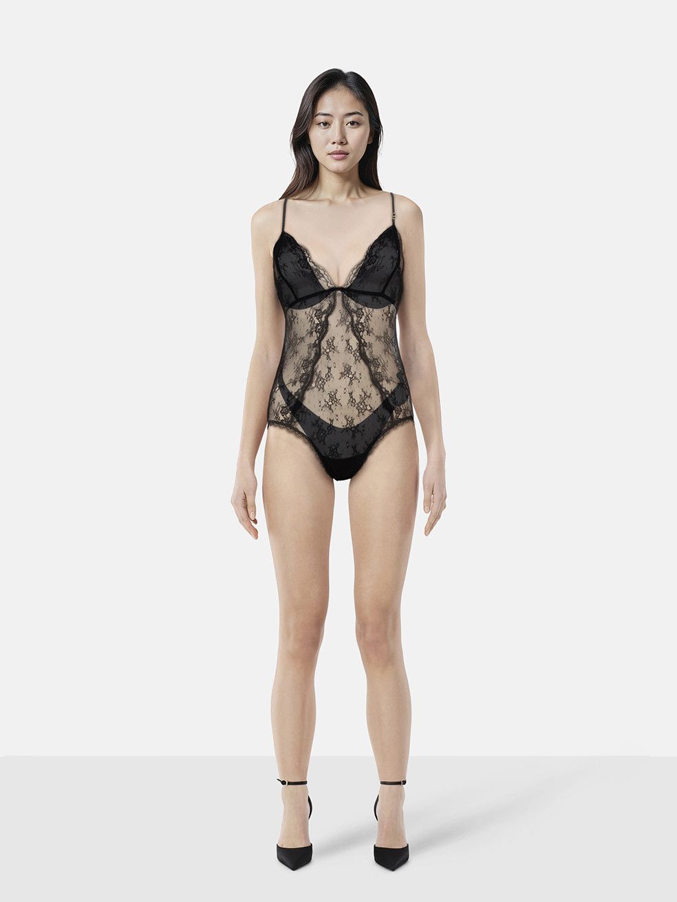 Stella McCartney Black Sheer Lace Bodysuit Size M / US 6-8 / IT 42-44 - 1 Thumbnail