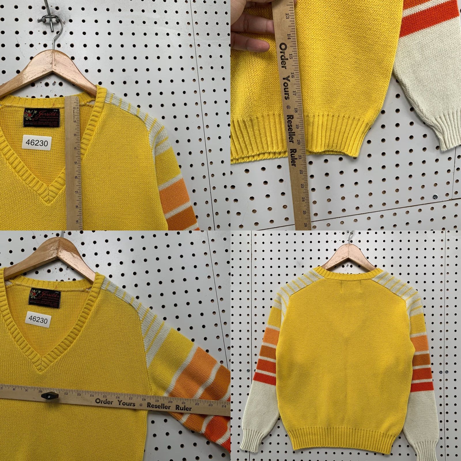 Vintage VINTAGE Jersild Sweater Mens Yellow 60s Striped Sleeve Orlon Knit Size 32 Size US XS / EU 42 / 0 - 8 Thumbnail