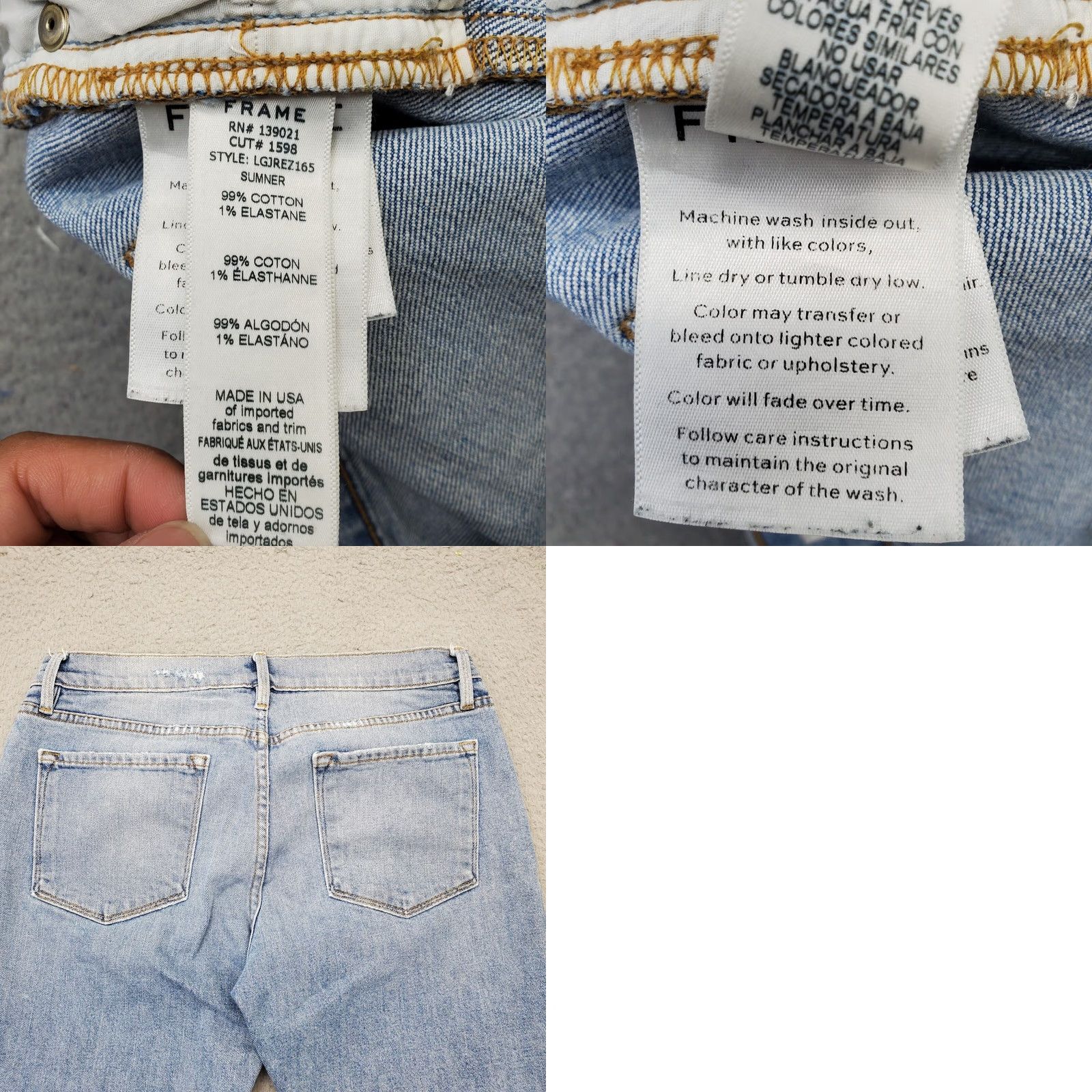 Frame FRAME Le Garcon Jeans Womens Size 28 Blue Denim Distressed Ankle Zip Frayed Hem Jeans Size 28" / US 6 / IT 42 - 8 Thumbnail