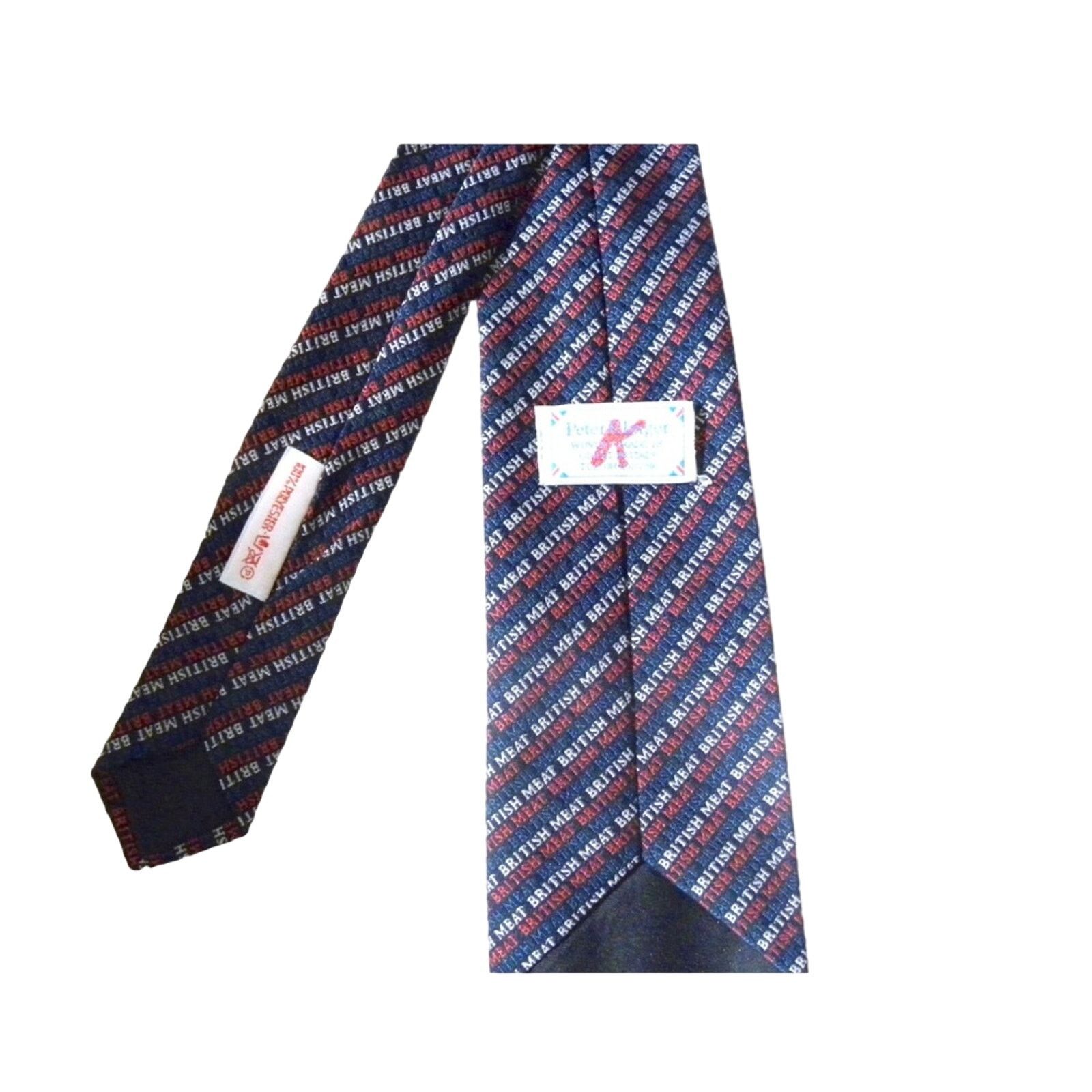 Vintage 60's MOD Tie "British Meat" Promo Pop Art LOGO Advertising Size ONE SIZE - 4 Thumbnail