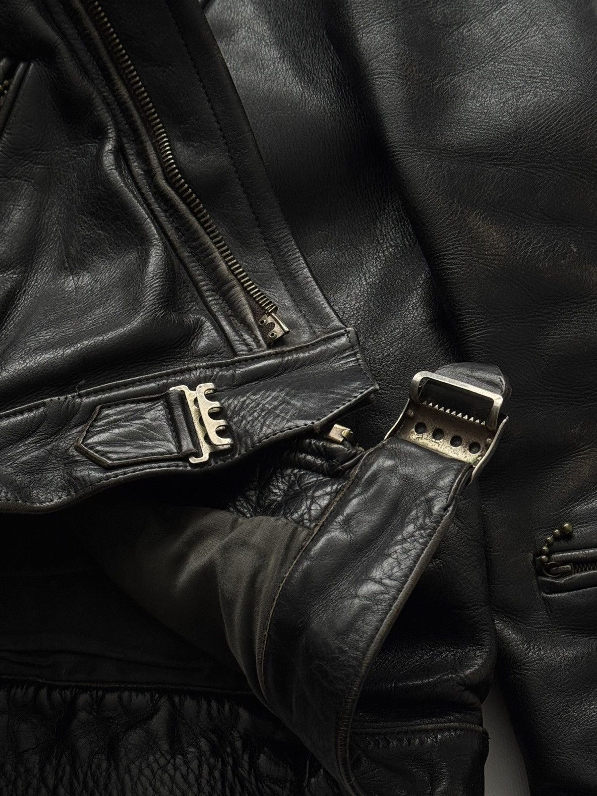 Vintage 1940s Austrian Motorcycle Black Leather Jacket Size US M / EU 48-50 / 2 - 7 Thumbnail