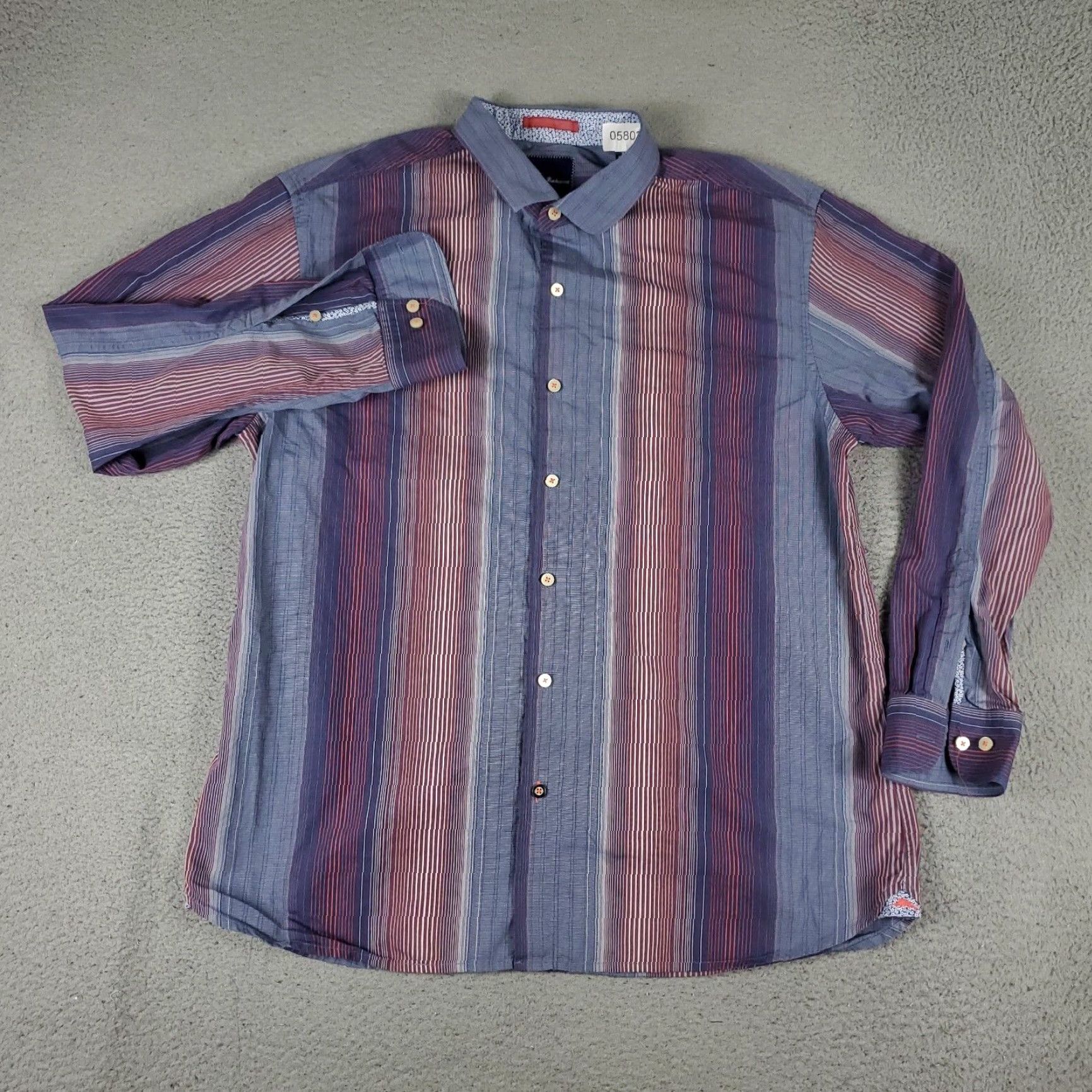 Tommy Bahama Tommy Bahama Shirt Mens XL Blue Striped Cotton Button-Up Long Sleeve Size US XL / EU 56 / 4 - 2 Thumbnail