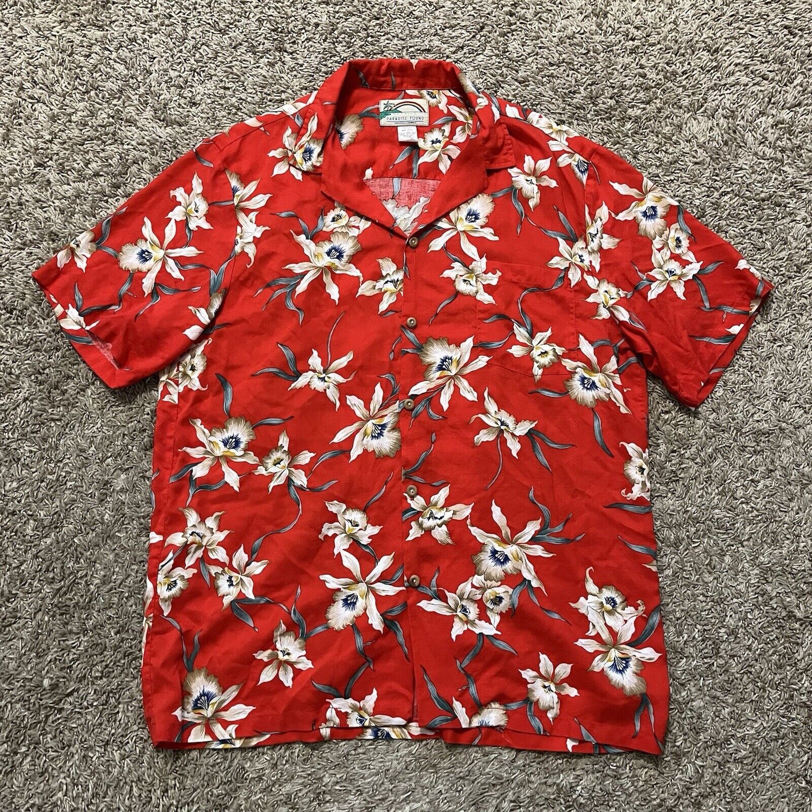 Vintage 80s newest Paradise Found Hawaiian Button Up Shirt