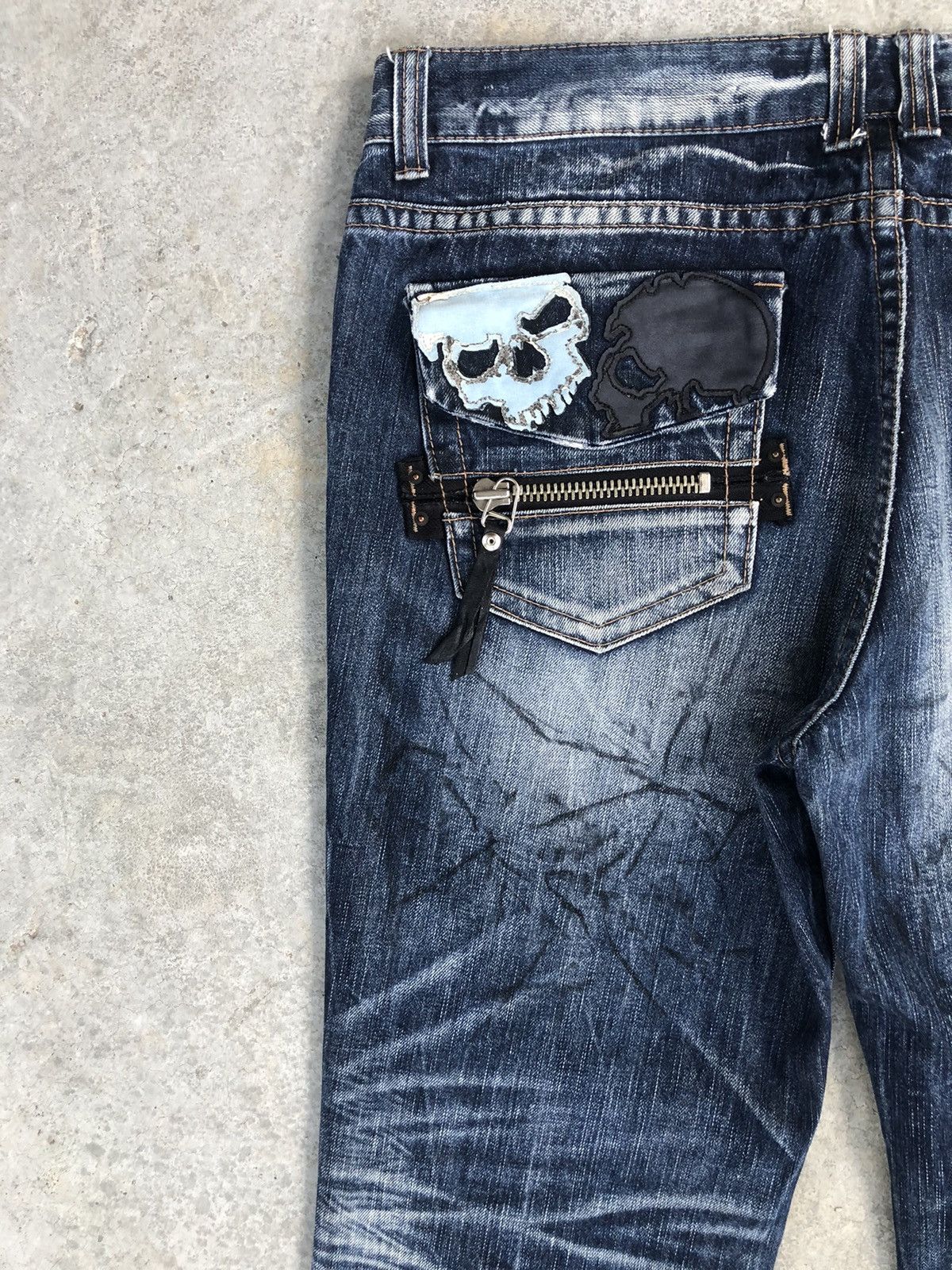 Japanese Brand Japanese Skulls Embroidered Jeans Distressed Jeans Patchwork Size US 37 - 10 Thumbnail