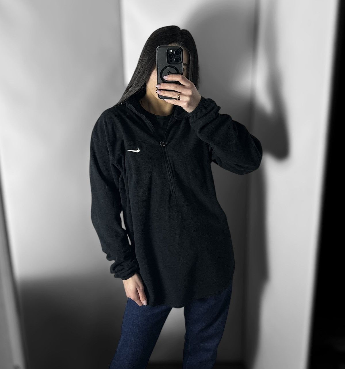 Nike × Vintage Vintage Nike fleece zip 1/4 sweatshirt logo size L-XL Size L / US 10 / IT 46 - 1 Thumbnail