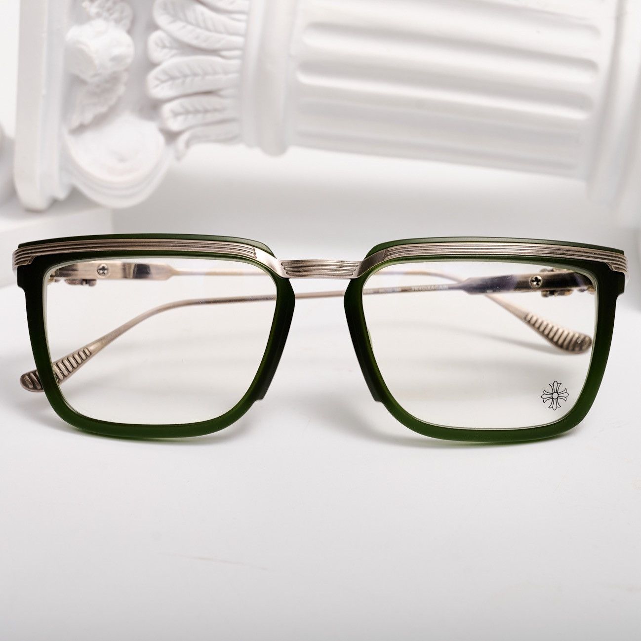 Chrome Hearts CHROME HEARTS TRYDIXAGAIN MATTE DARK OLIVE /ANTIQUE SILVER GLASSES Size ONE SIZE - 6 Thumbnail