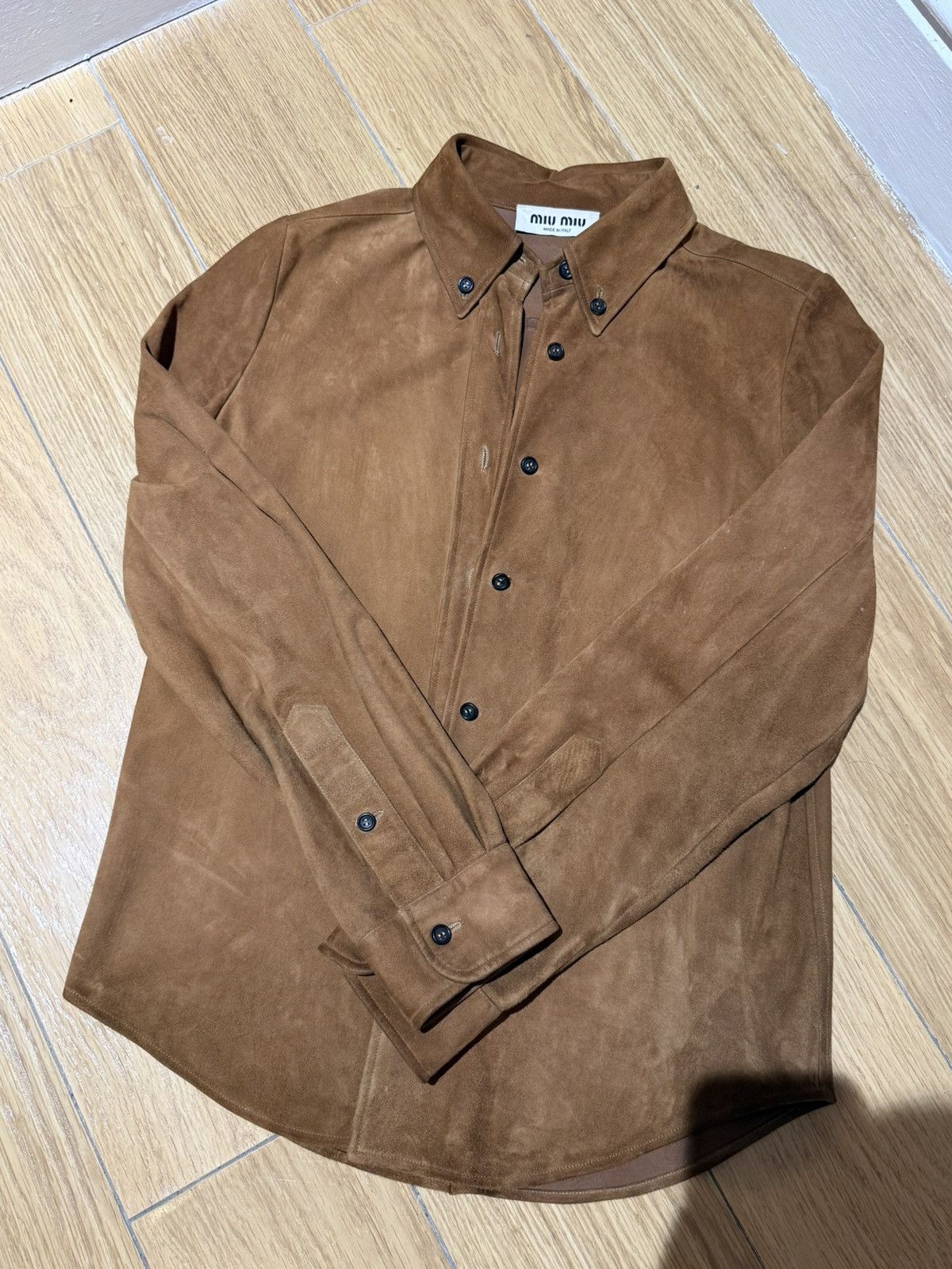 Miu Miu Miumiu unisex size 36 full suede leather shirt | Grailed