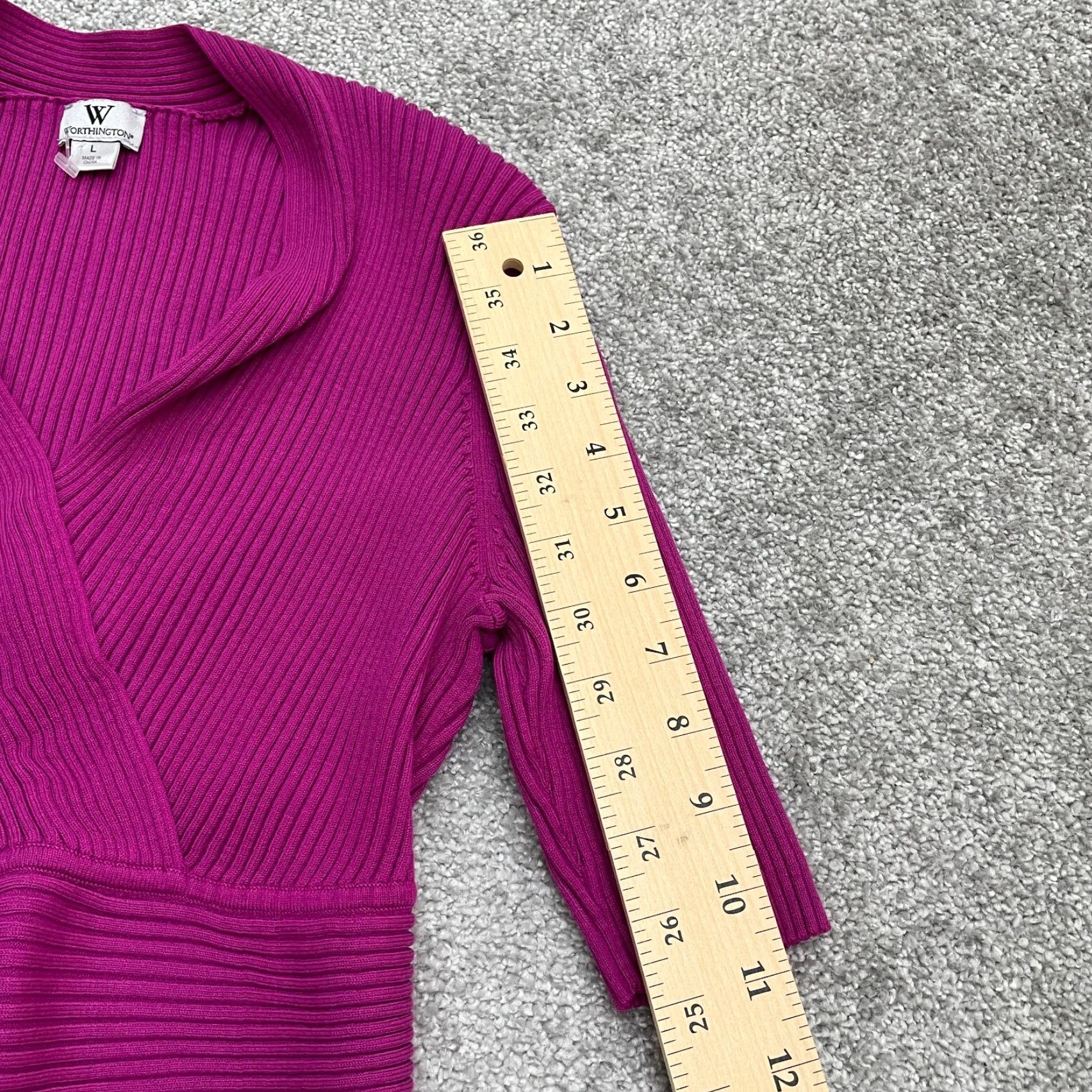 Worthington Worthington Womens Sweater Shirt Knit Wrap V-Neck Purple Large Knit Top Regular Sleeve L Womens Size L / US 10 / IT 46 - 7 Thumbnail