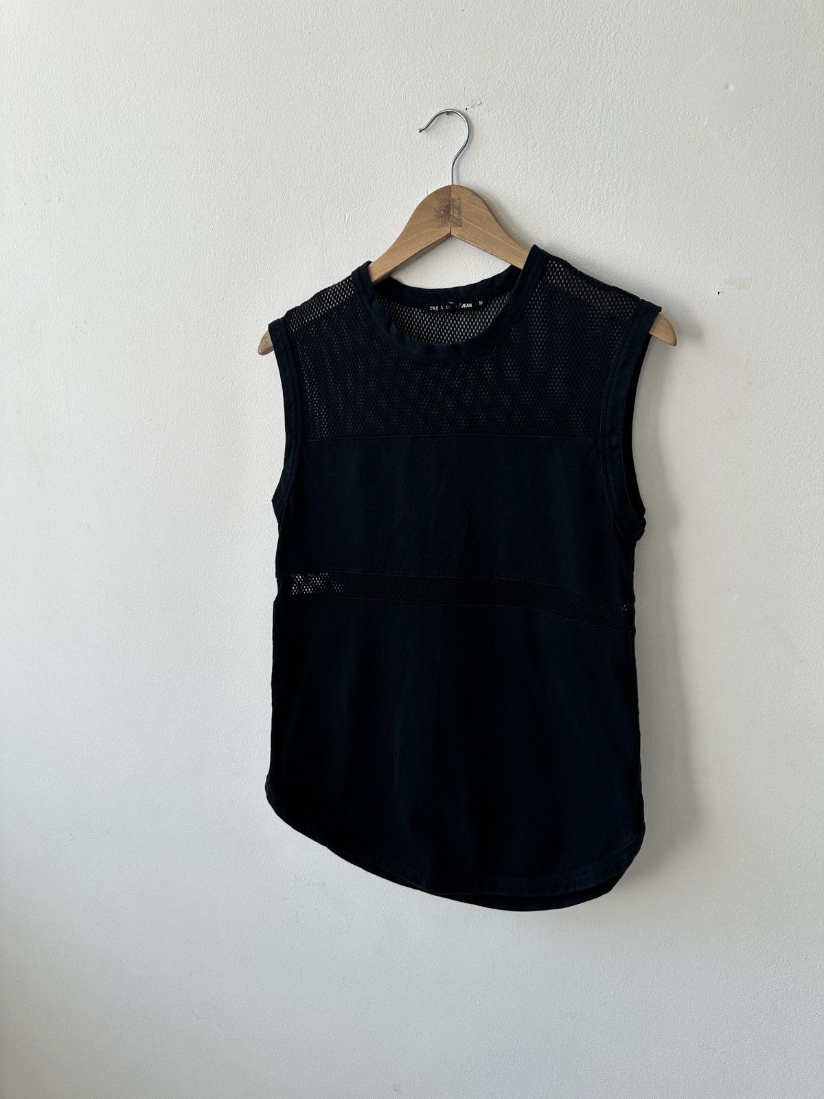 Rag & Bone Rag & Bone Tank Top Unisex Black Mesh Muscle Shirt Curve Hem Size M / US 6-8 / IT 42-44 - 3 Thumbnail