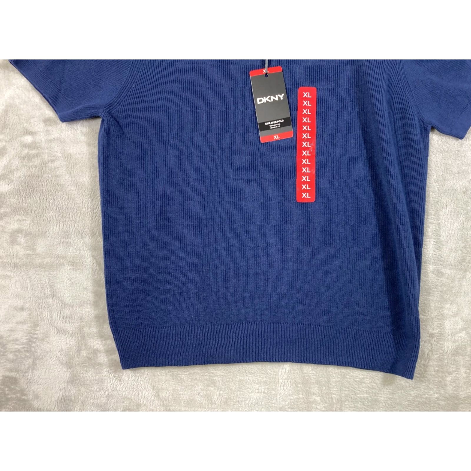 DKNY DKNY Polo Shirt Mens XL Blue 100% Cotton Short Sleeve Ribbed Knit NWT Size US XL / EU 56 / 4 - 4 Thumbnail