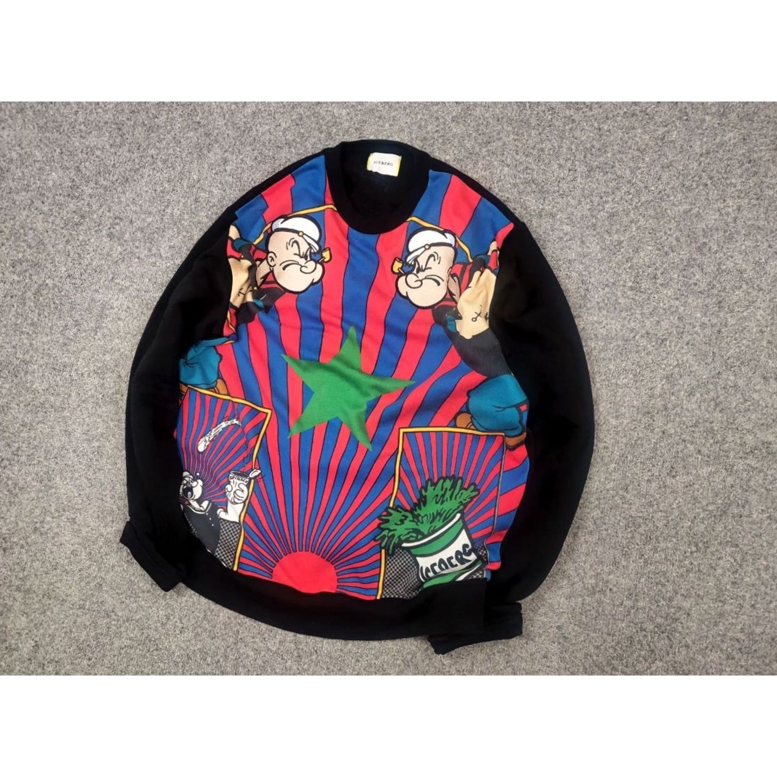 Vintage Iceberg Popeye Sweatshirt Pullover Vintage Style Crew Chek Stripe Art Print Size US XL / EU 56 / 4 - 6 Thumbnail