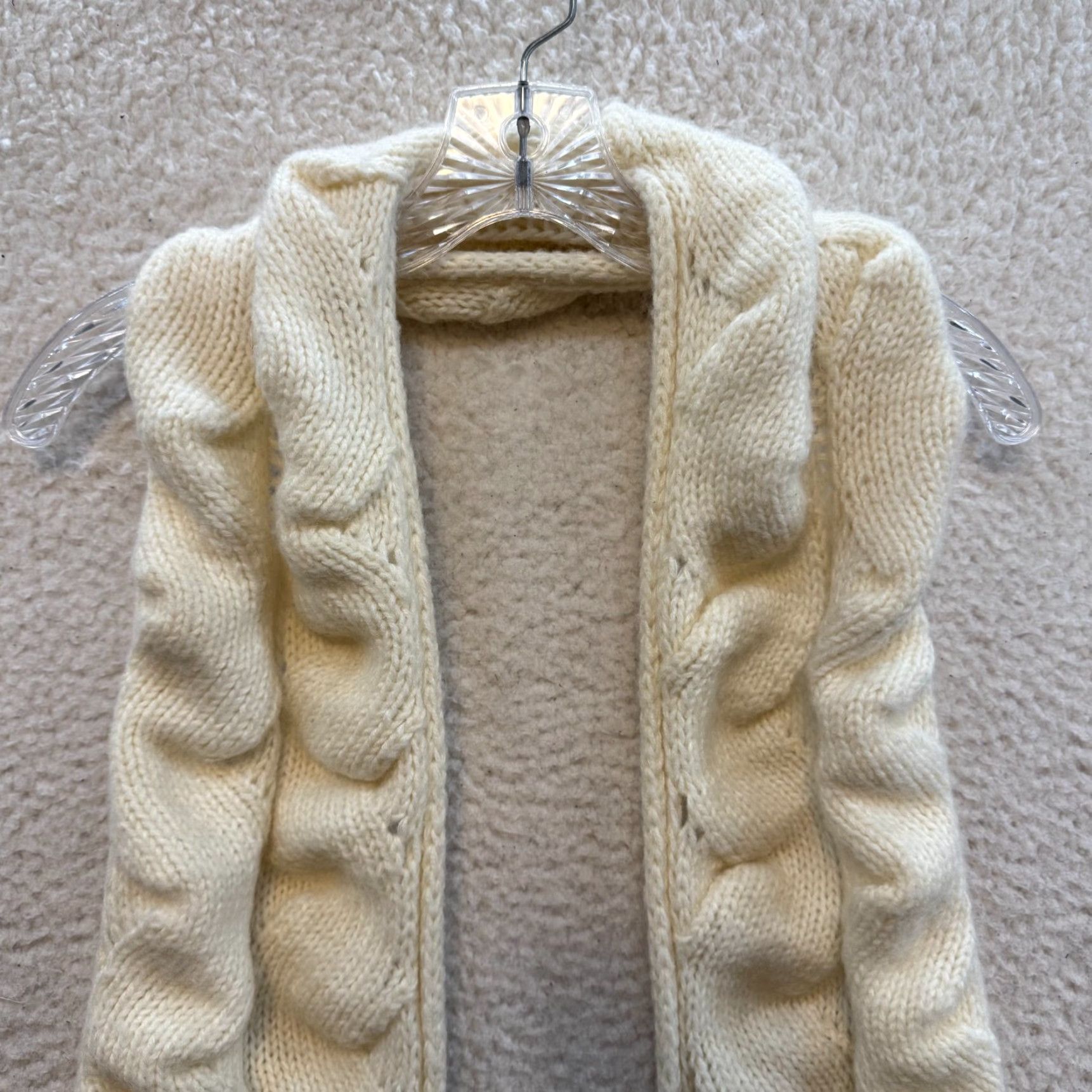 Sisley VINTAGE Sisley Scarf Women Knit Beige White Cream Y2K Vintage Solid Pattern Size ONE SIZE - 4 Thumbnail