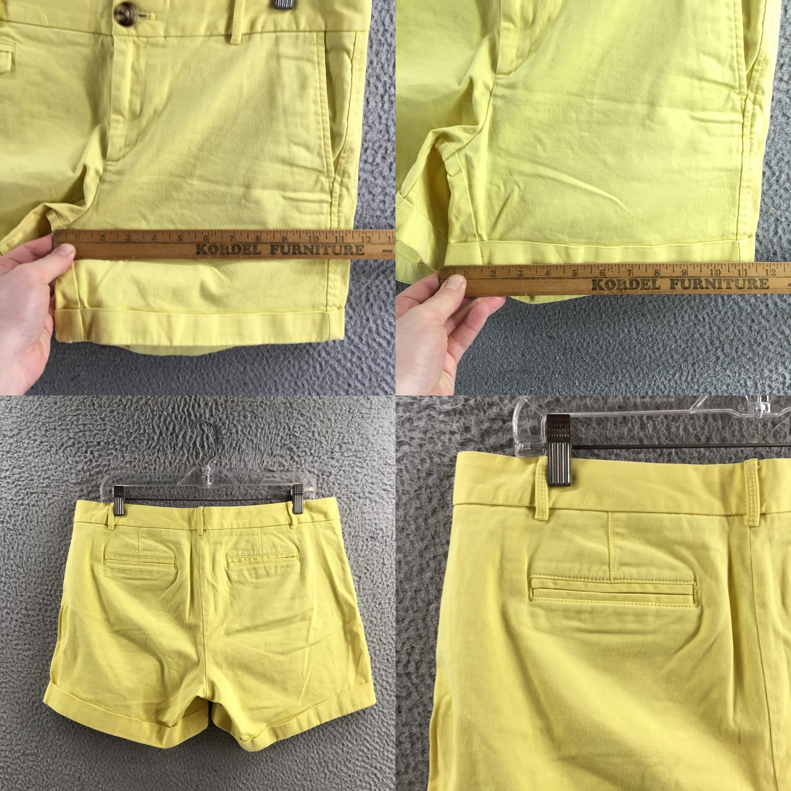 Banana Republic Banana Republic Shorts Womens 10 Yellow Chino Cuffed Mid Rise Zip Fly Stretch - Regular Fit, 10, Yellow, Casual, Summer, Spring, Womens Size 32" / US 10 / IT 46 - 8 Thumbnail