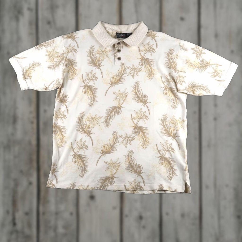 Ocean Pacific VINTAGE Ocean Pacific Polo Shirt Mens L Beige Floral Beach Sports Hawaiian Tropical Size US L / EU 52-54 / 3 - 1 Thumbnail