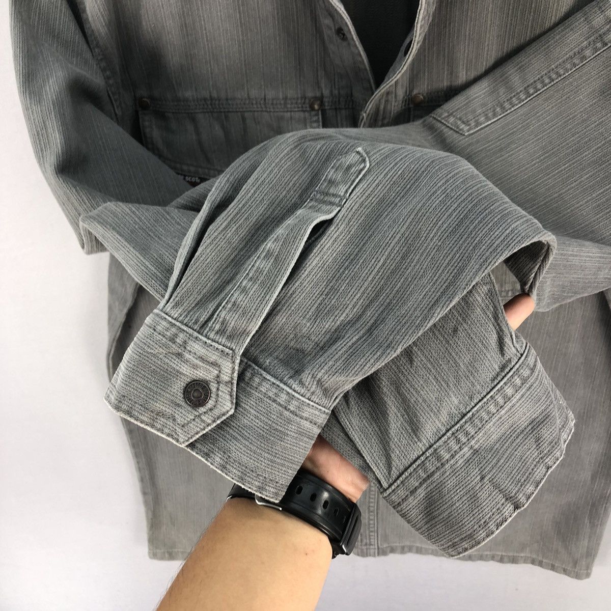 Japanese Brand Vintage 00’s Hop-Scot Faded Denim Work Shirt Size US M / EU 48-50 / 2 - 14 Thumbnail