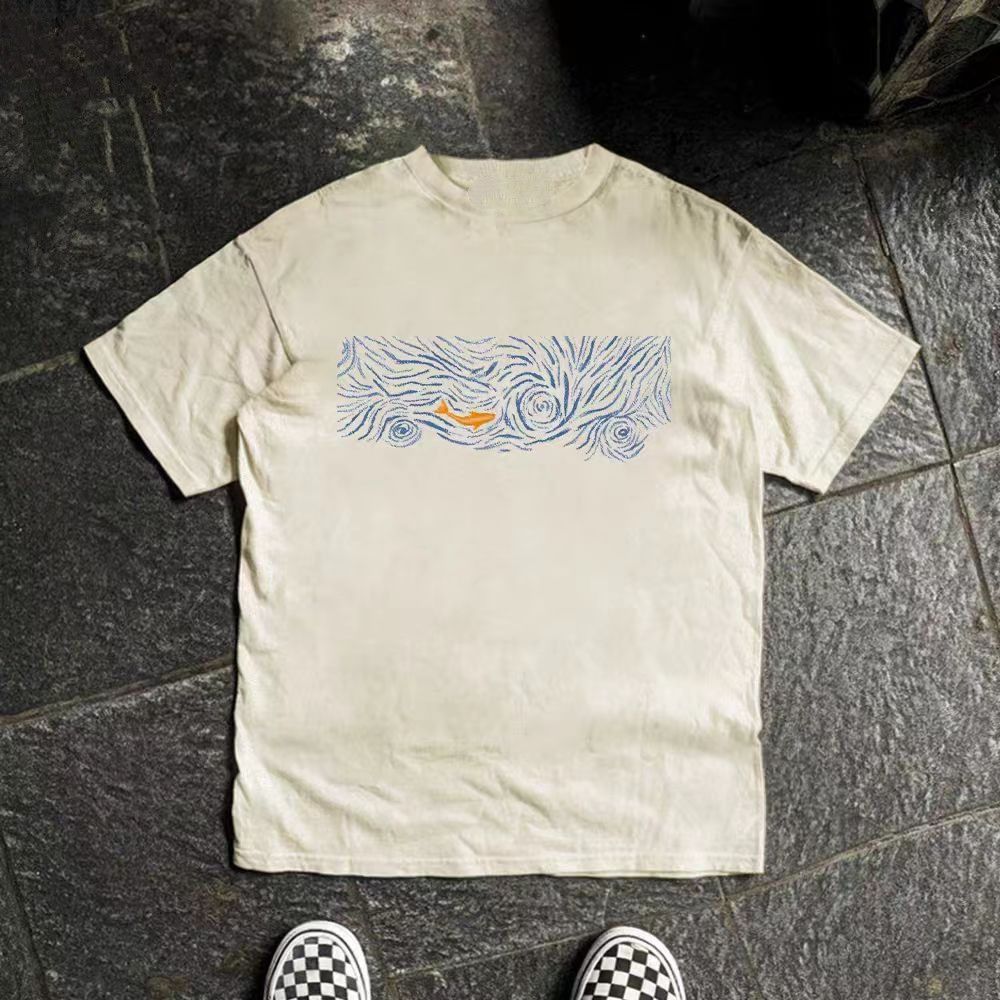 Vintage Beige retro goldfish print cotton t-shirt Size US M / EU 48-50 / 2 - 2 Thumbnail
