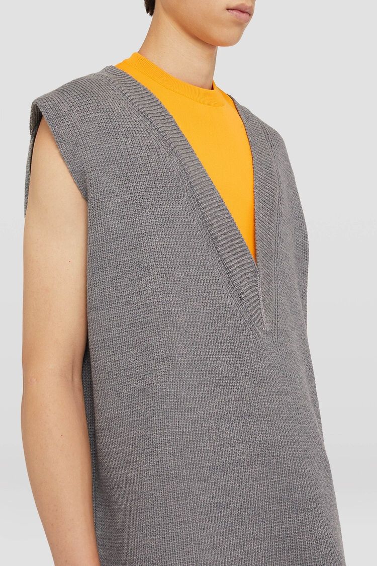 Jil Sander o1w1db10825 Crew-Neck Vest in Grey/Orange Size US M / EU 48-50 / 2 - 6 Thumbnail