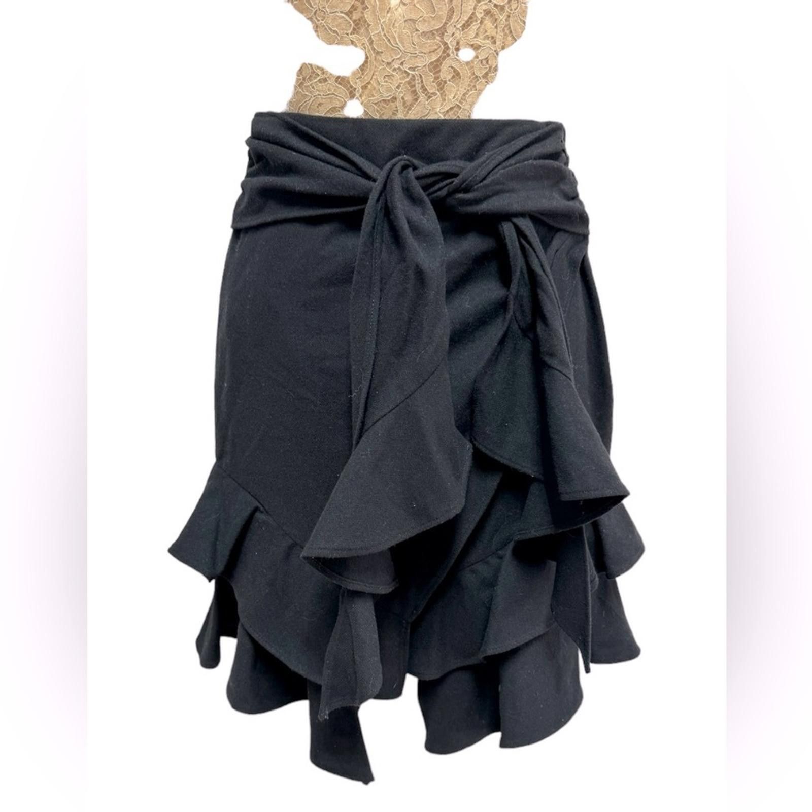 Designer Intermix Erika Wool Blend Ruffle Wrap Skirt NWT 2 Size 24" / US 00 / IT 34 - 9 Thumbnail