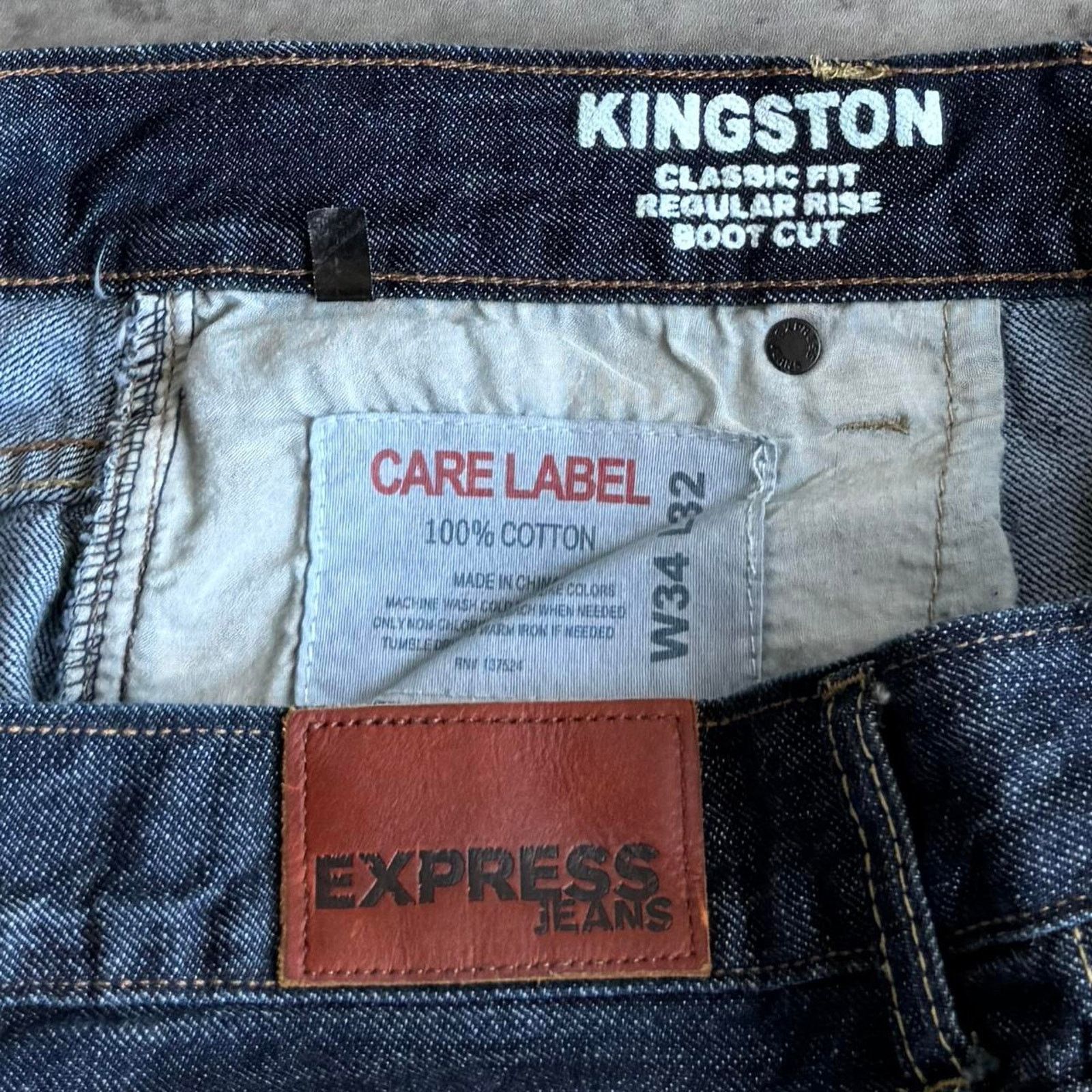 Express × JNCO × Japanese Brand Vintage Y2K Express Dark Wash Embroidered Baggy Denim Jeans Size US 34 / EU 50 - 5 Thumbnail