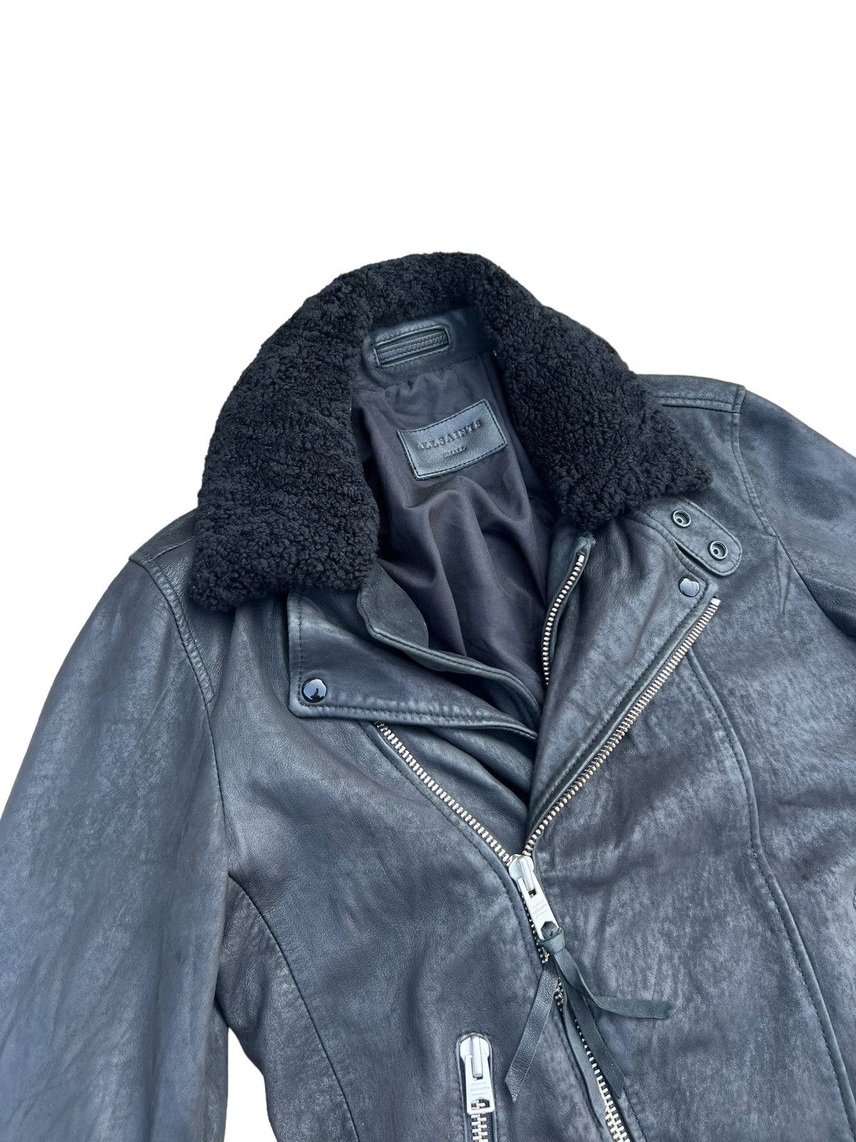 Allsaints AllSaints Shearling Collar Hanoi Leather Biker Jacket Size US S / EU 44-46 / 1 - 9 Thumbnail