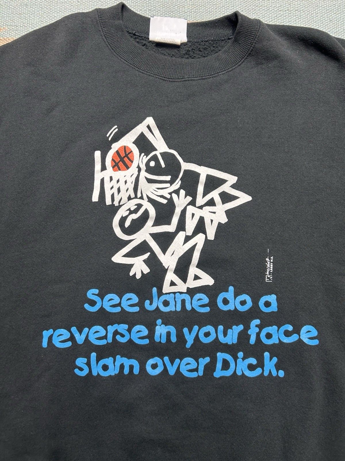 Vintage Vtg 90 sweatshirt see Jane slam dunk over dick basketball XL Size US XL / EU 56 / 4 - 2 Thumbnail