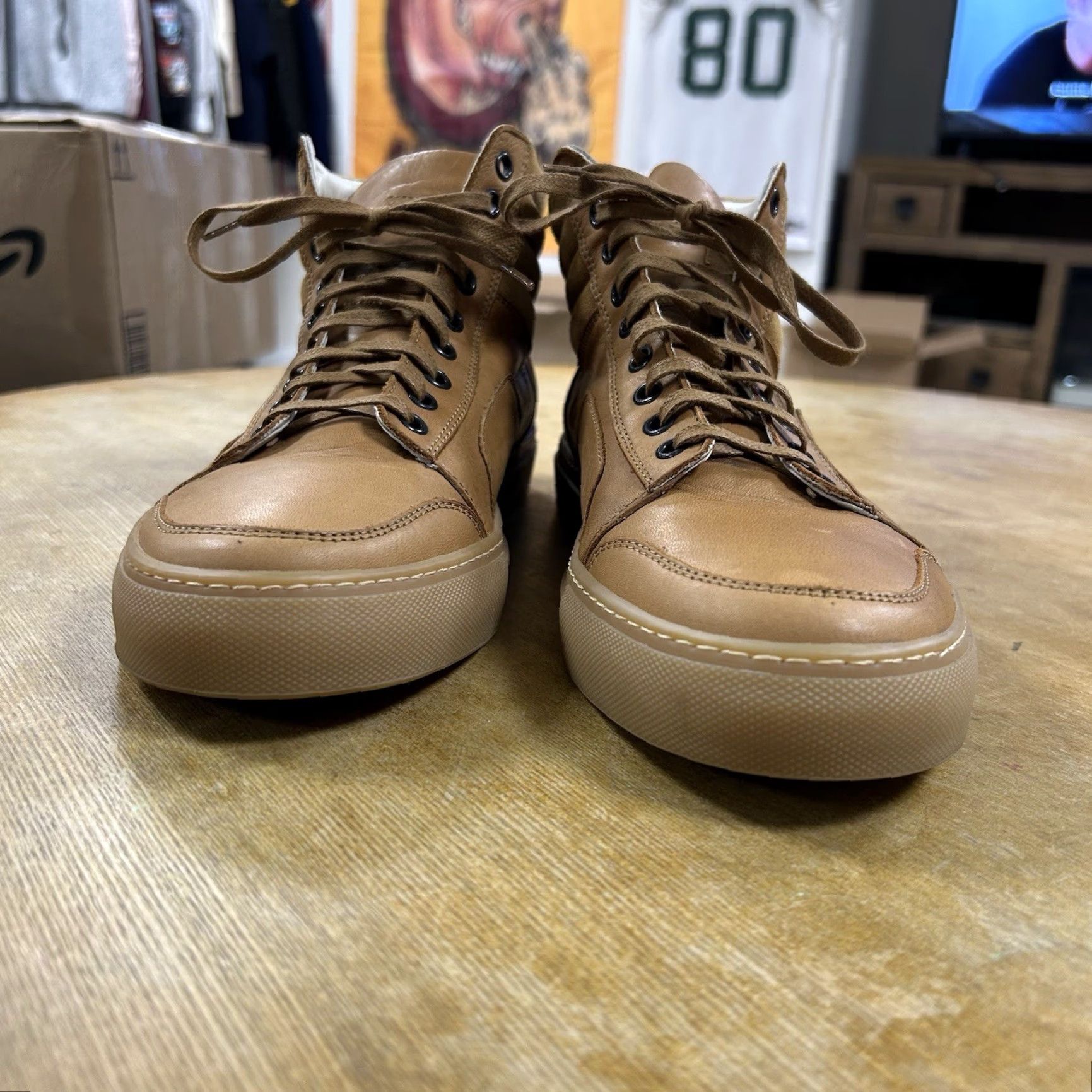Del Toro Del Toro Leather Sneakers High Top Lace Up Chukka Shoes Men’s Size 12 Brown Leather Upper | Sneakers | Men | 12 | Brown | Del Toro Size US L / EU 52-54 / 3 - 5 Thumbnail