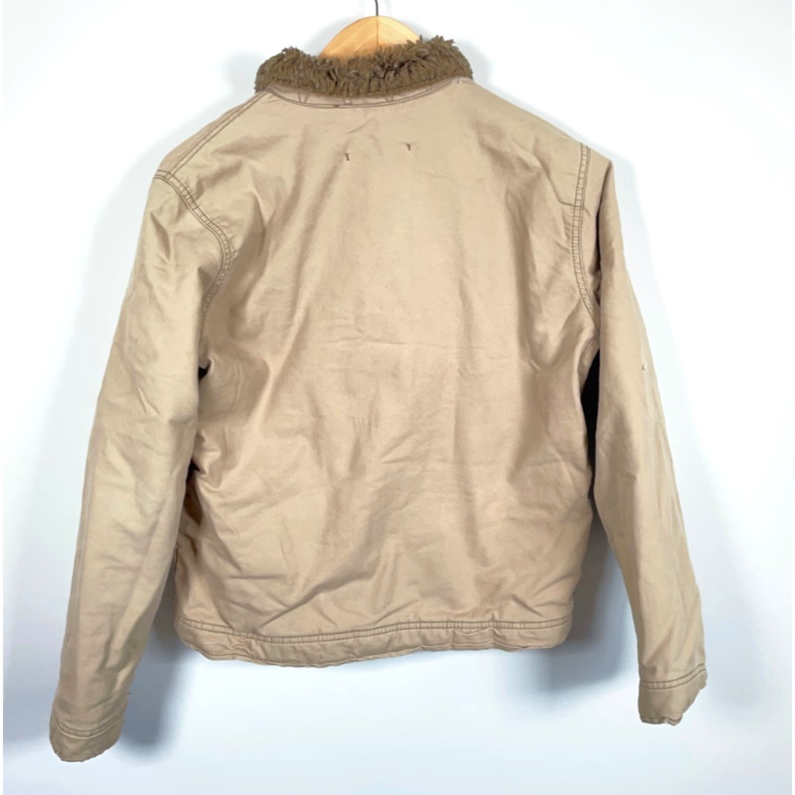Abercrombie & Fitch Abercrombie & Fitch Bomber Jacket Mens Medium Beige Quilted Lined Faux Fur Collar Full Zip Pockets Vintage No Size US M / EU 48-50 / 2 - 2 Thumbnail