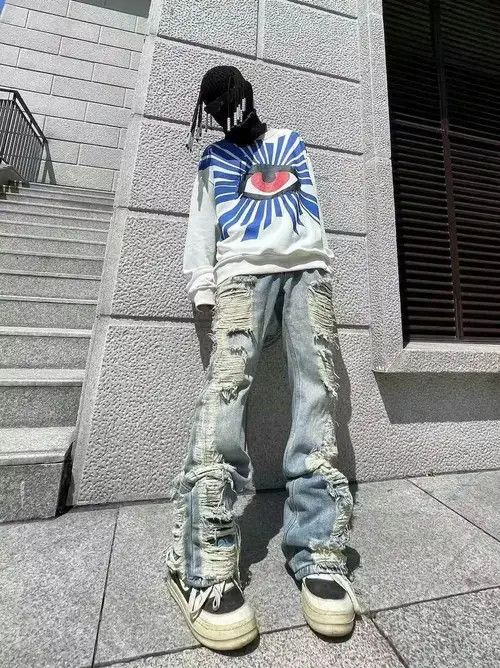 Designer × Japanese Brand × Vintage hiphop damaged ripped faded flared jeans Size US 30 / EU 46 - 2 Thumbnail