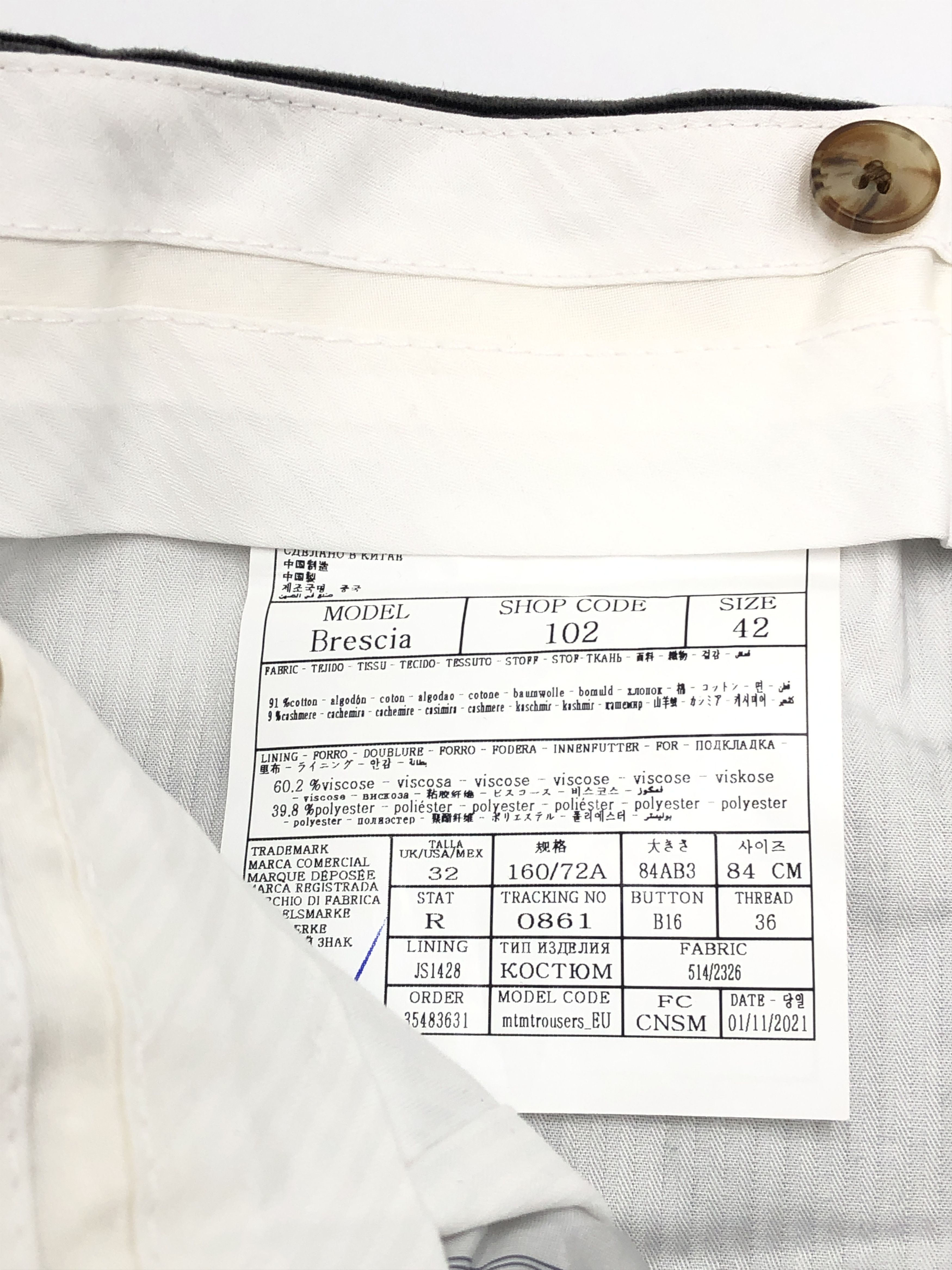 Suitsupply La Spalla Cotton Cashmere Formal Suit UK/US:32 - W26 L32 Size 34R - 15 Thumbnail