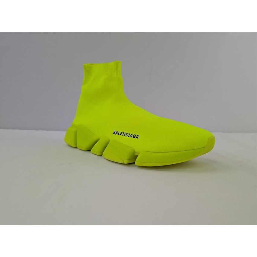 Balenciaga o1rshd1 Speed 2.0 Recycled Knit Sneakers in Fluo Yellow Size US 11 / EU 44 - 2 Thumbnail