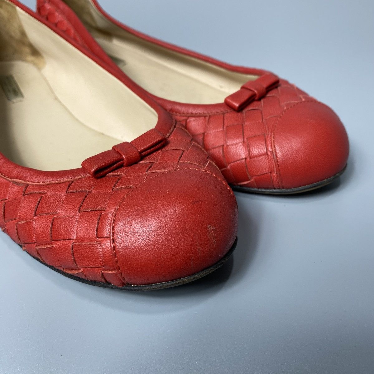 Bottega Veneta Red Leather Woven Ballet Flats Size US 6 / IT 36 - 4 Thumbnail