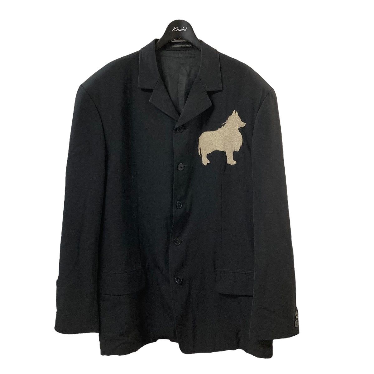 image of Yohji Yamamoto Pour Homme Original Dog Embroidery Jacket in Black, Men's (Size Medium)