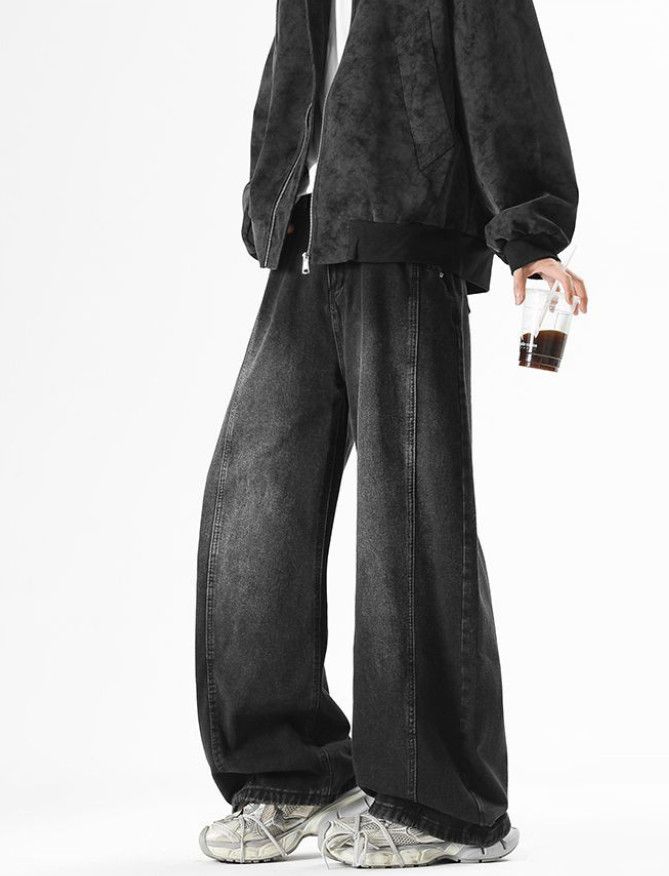 Japanese Brand American retro washed patchwork curved jeans for men Size US 32 / EU 48 - 2 Thumbnail