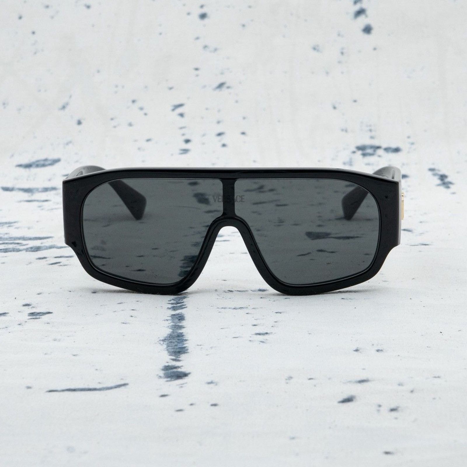Versace Versace gold signature logo black shield sunglasses Size ONE SIZE - 2 Thumbnail