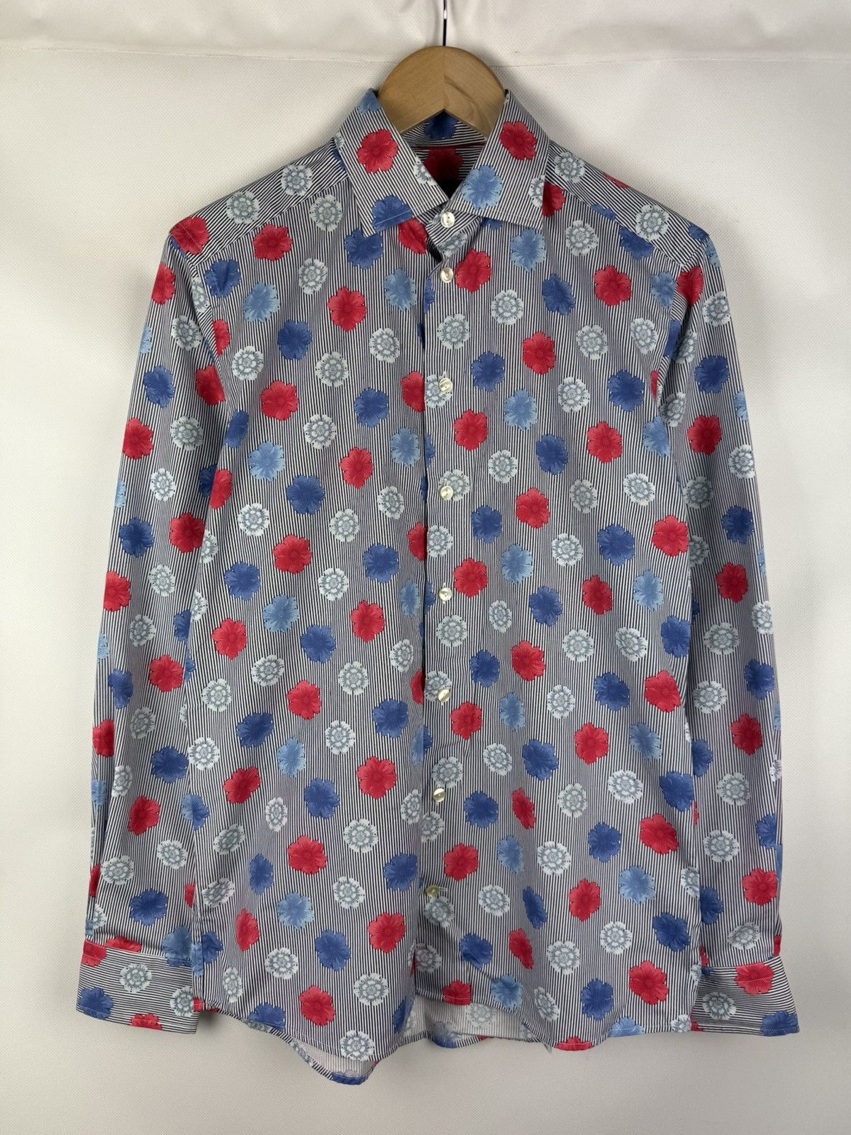 Eton Eton Long Sleeve Striped Floral Pattern Button Up Shirt Size US S / EU 44-46 / 1 - 1 Thumbnail