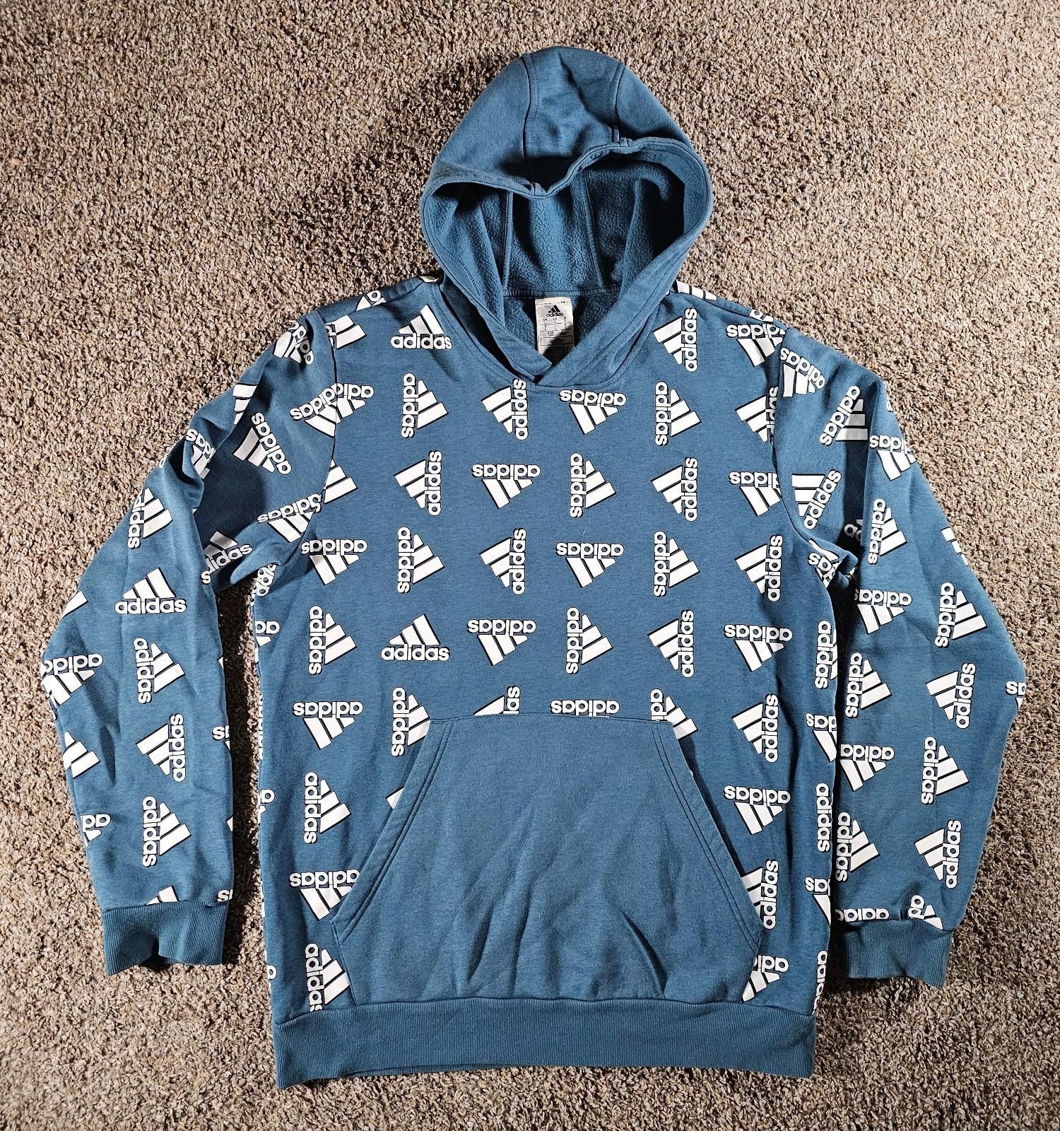 Adidas Adidas All Over Print blue Pullover Hoodie Sweatshirt Mens L Size US L / EU 52-54 / 3 - 1 Thumbnail
