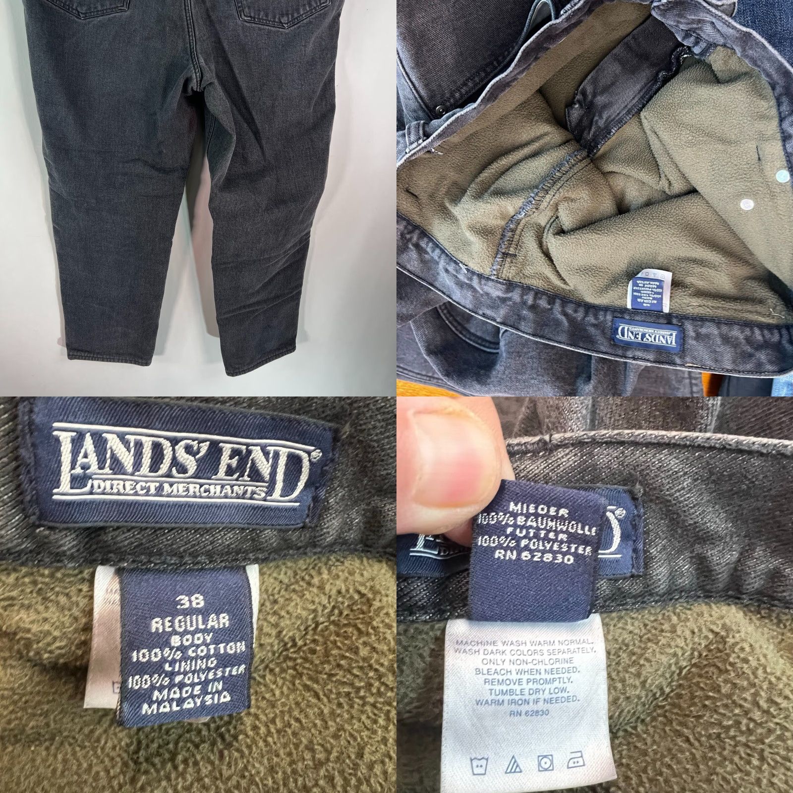 Lands' End Lands' End Lands' End Mens Jeans 38 30 Black Denim 5-Pocket Button Zipper Lined Mid Rise Tapered Classic Black Denim Jeans 38 x 30 Size US 38 / EU 54 - 8 Thumbnail