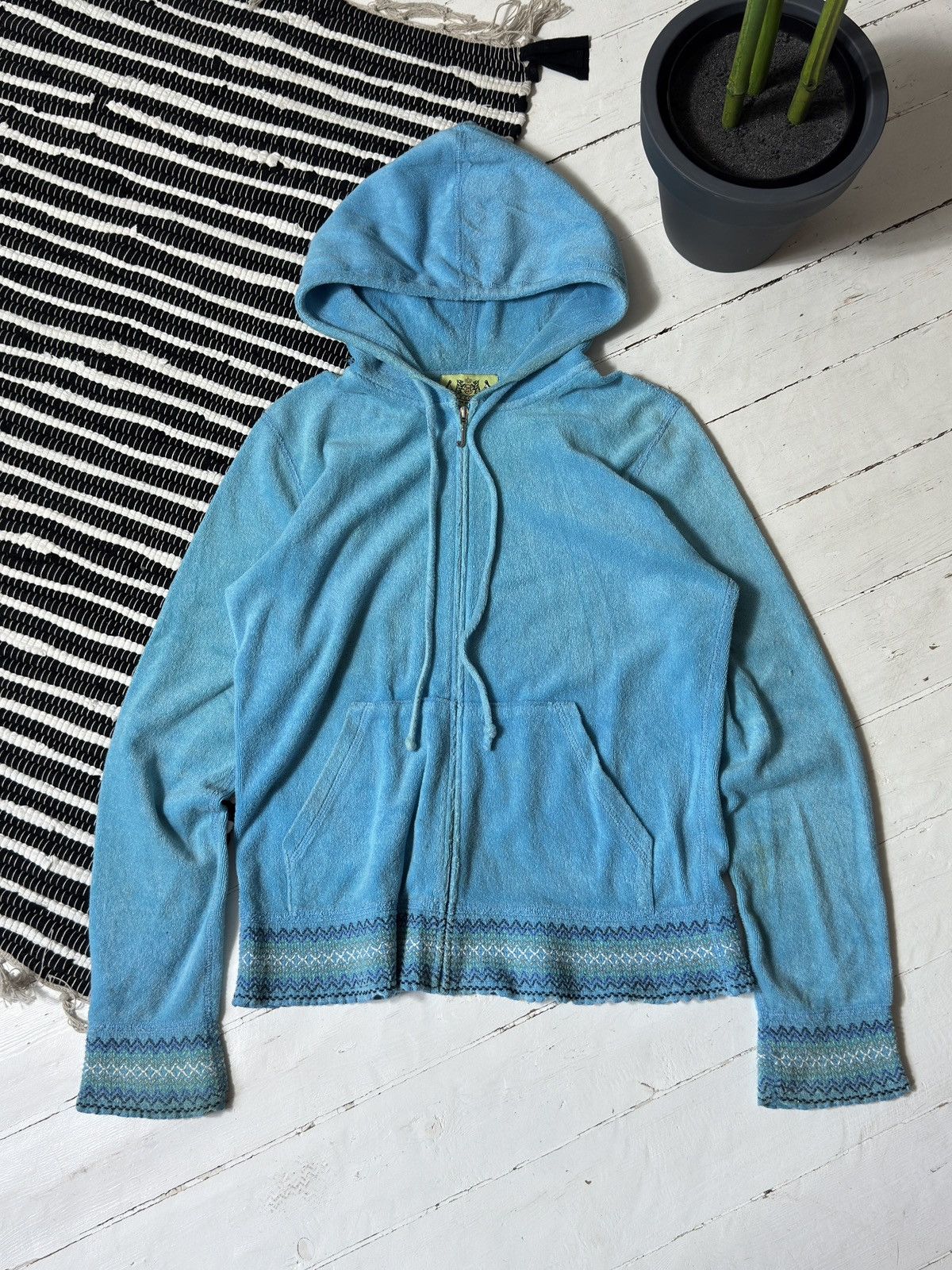 Juicy Couture VINTAGE VELOUR JUICY COUTURE 2000s ZIP UP HOODIE Size L / US 10 / IT 46 - 3 Thumbnail