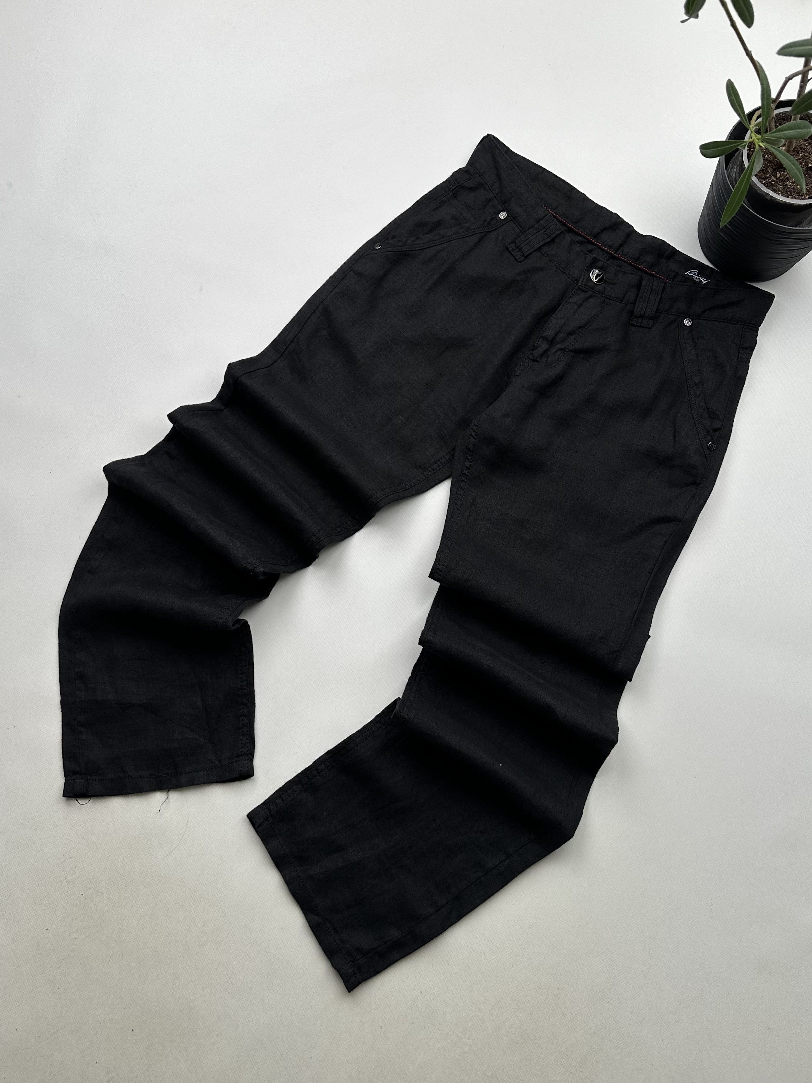 image of Brioni Linen Pants in Black, Men's (Size 30)