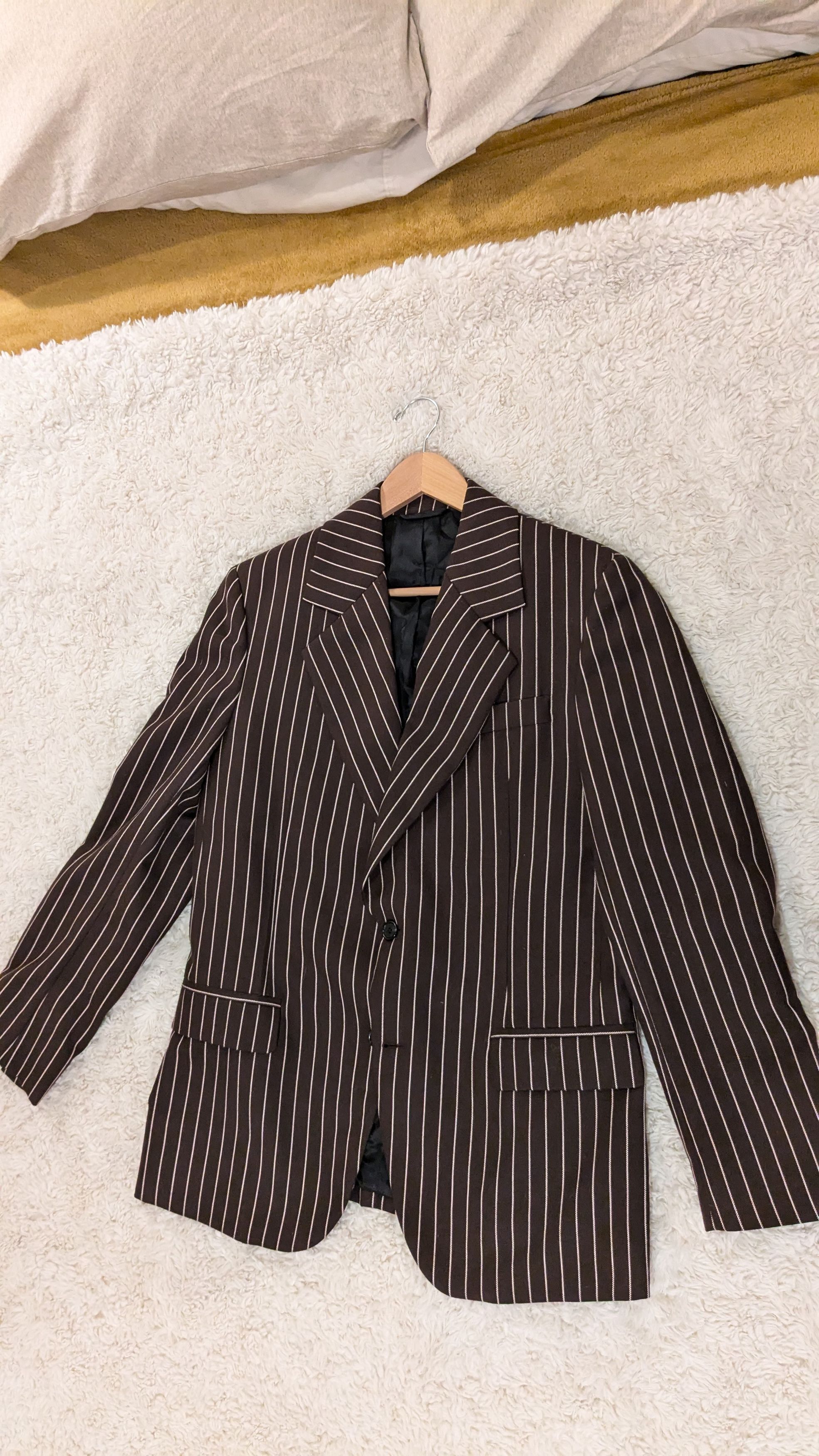 Acne Studios Acne Studios Brown and Pink Pinstripe Suit Jacket Size 44S - 1 Thumbnail