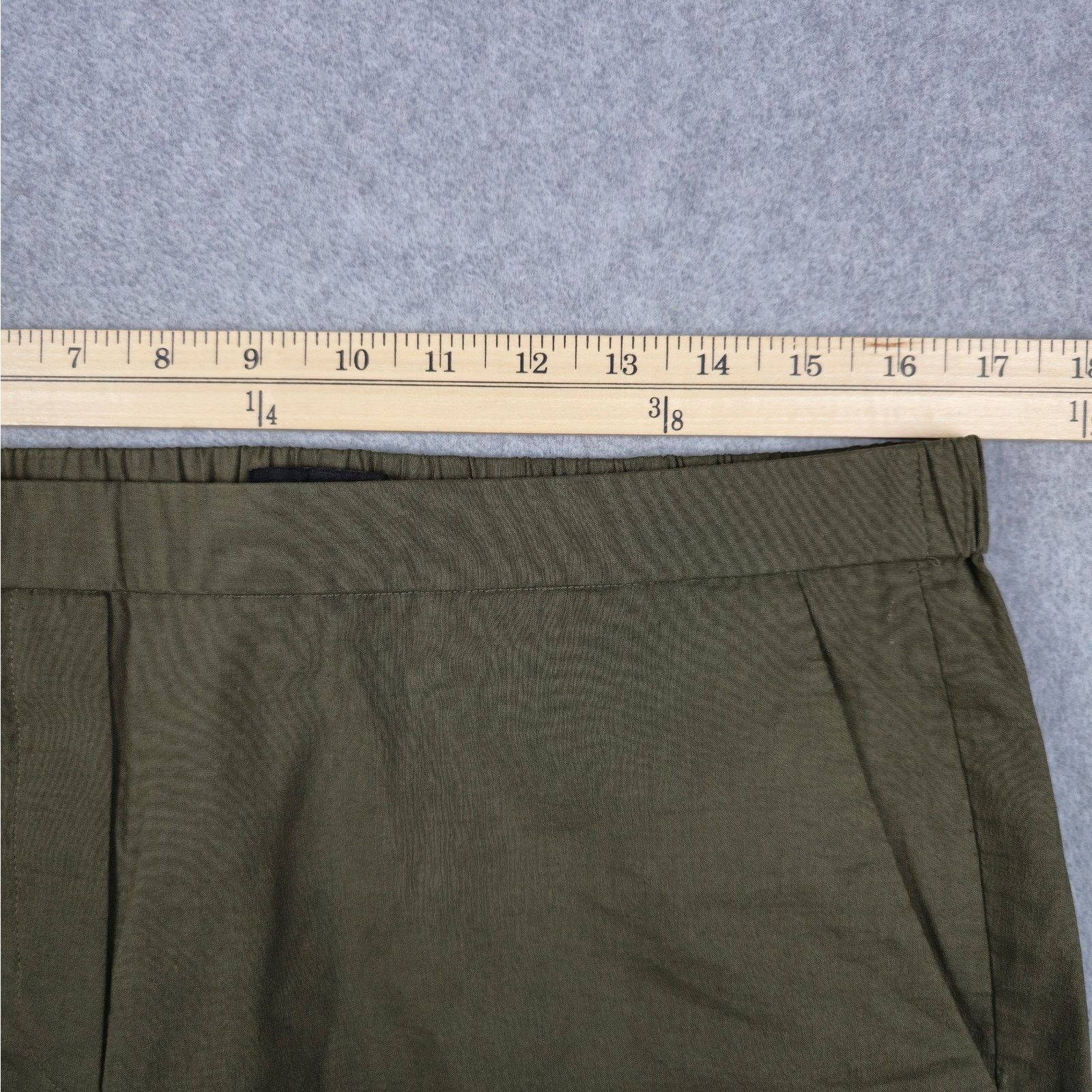 Theory Theory 12 Olive Green Linen Blend Pull On Pants Pockets Size 34" / US 12 / IT 48 - 8 Thumbnail