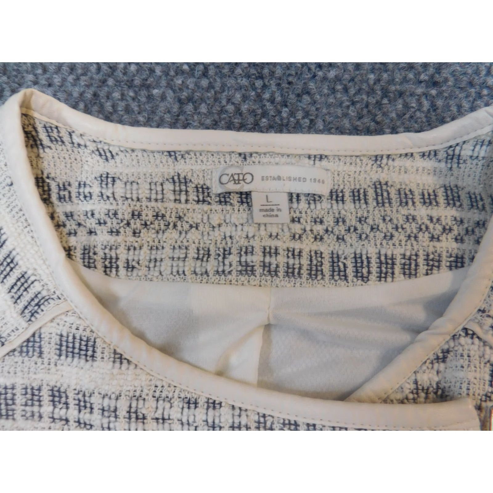Vintage Cato Womens Jacket L Beige Full Zip pattern Size L / US 10 / IT 46 - 6 Thumbnail