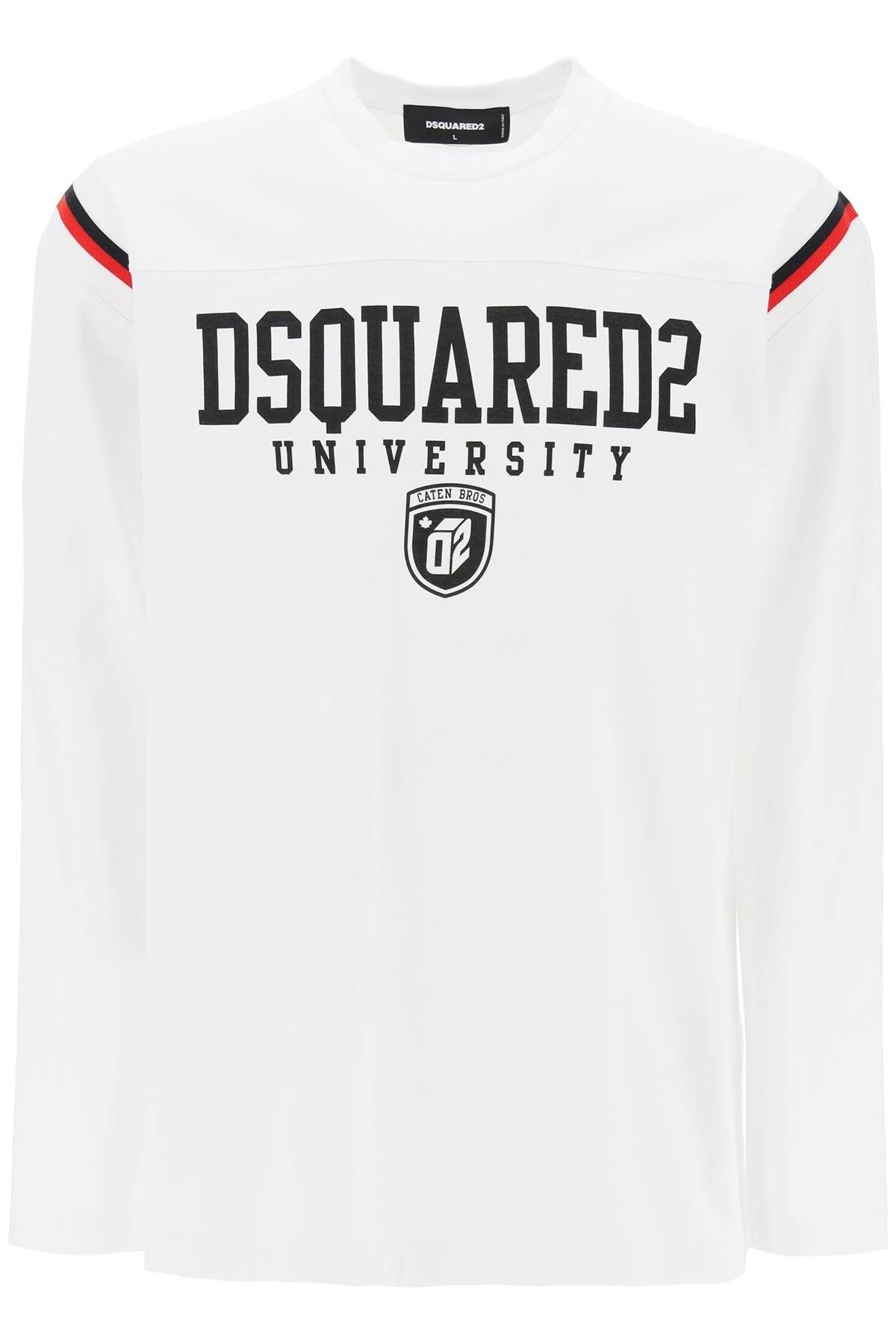 image of Dsquared2 Long-Sleeved Varsity T-Shirt in White, Men's (Size Large)